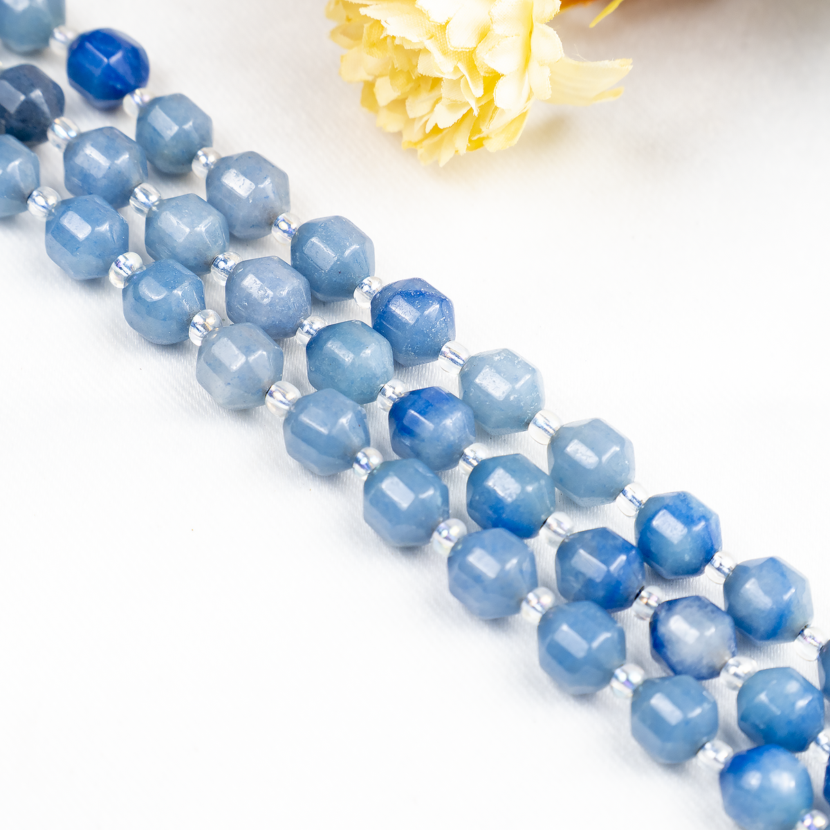 Blue Aventurine Faceted Prism Cut Beads For Jewelry Making