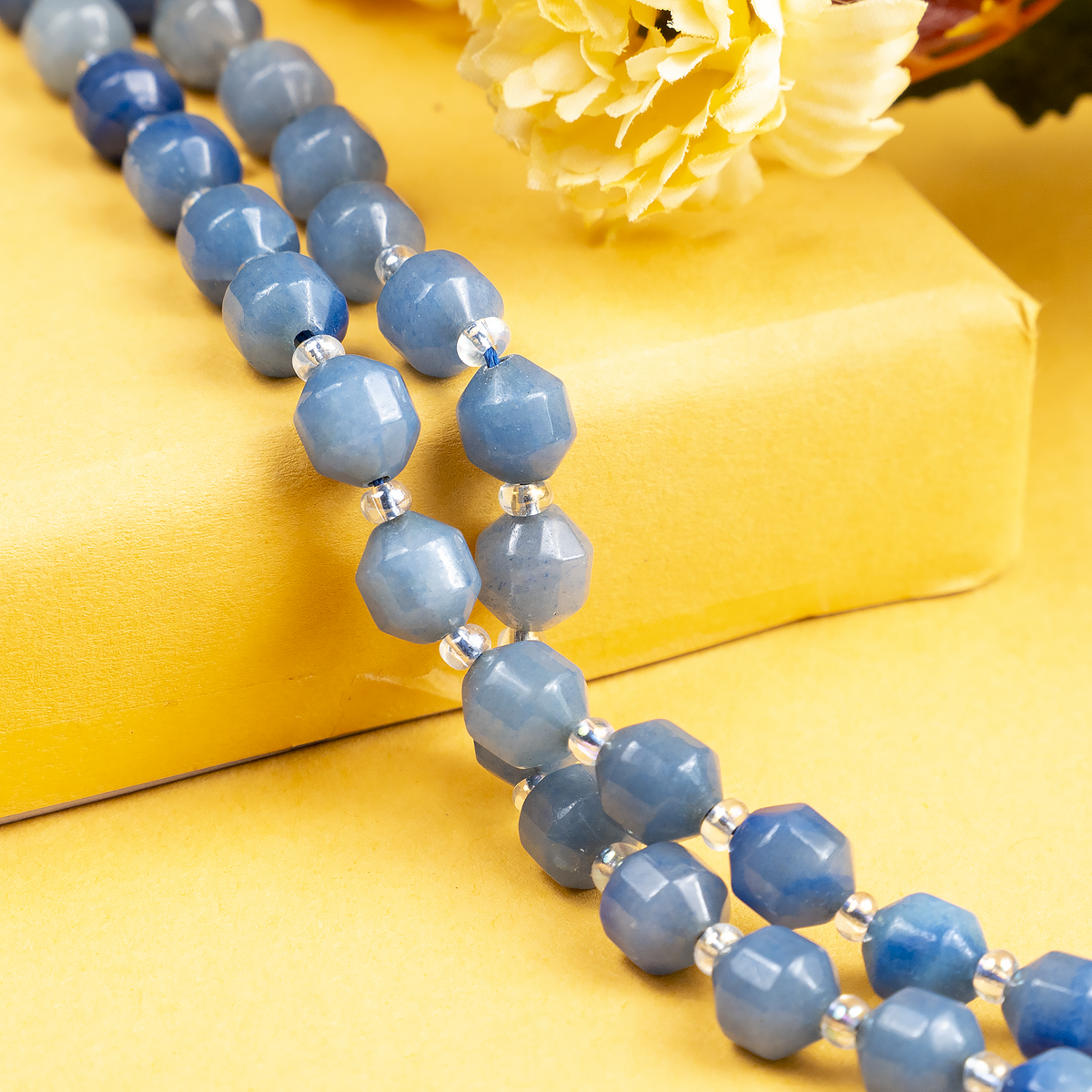 Blue Aventurine Faceted Prism Cut Beads For Jewelry Making