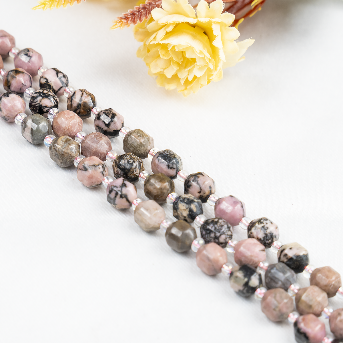 Rhodonite Faceted Prism Cut Beads For Jewelry Making DestGlow
