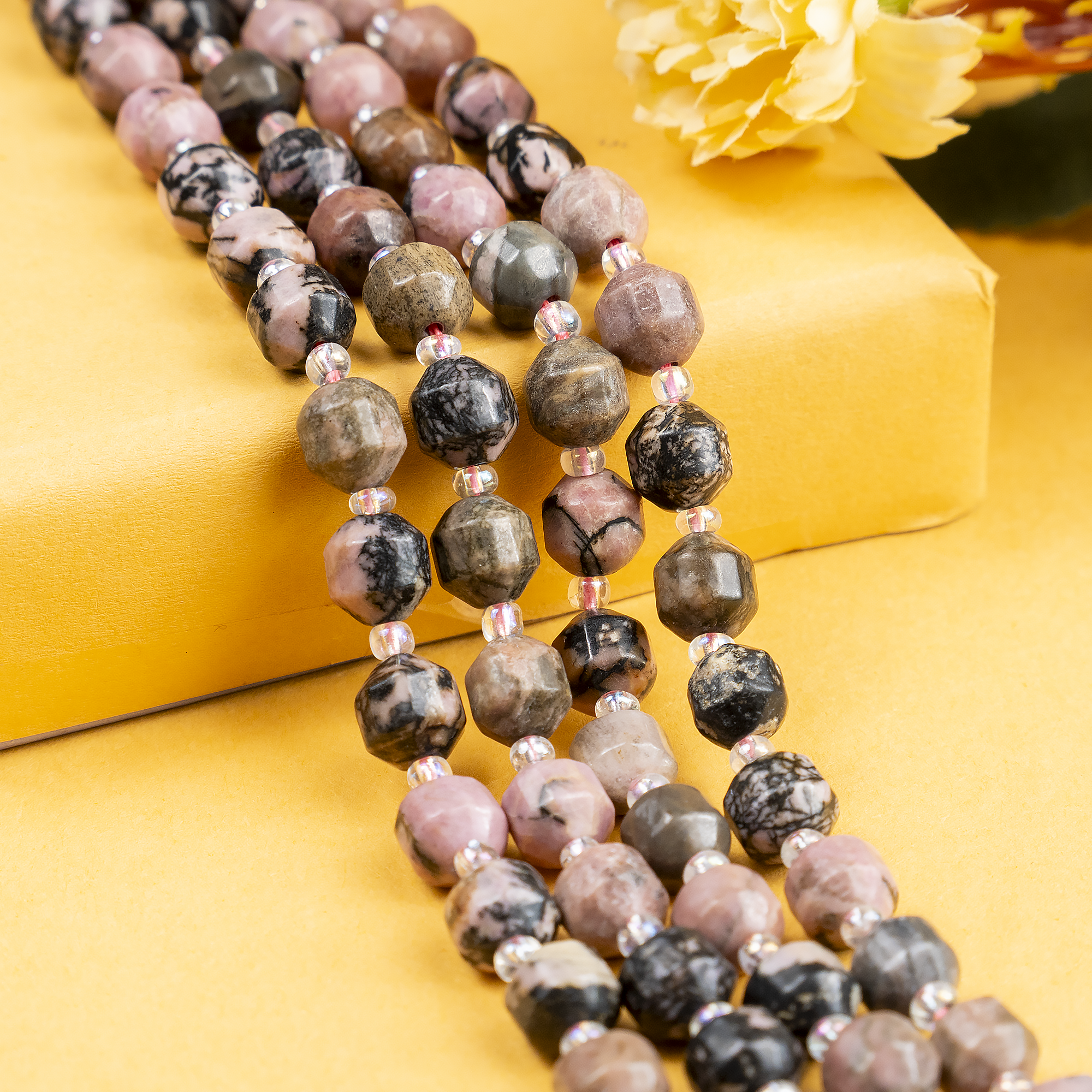 Rhodonite Faceted Prism Cut Beads For Jewelry Making DestGlow