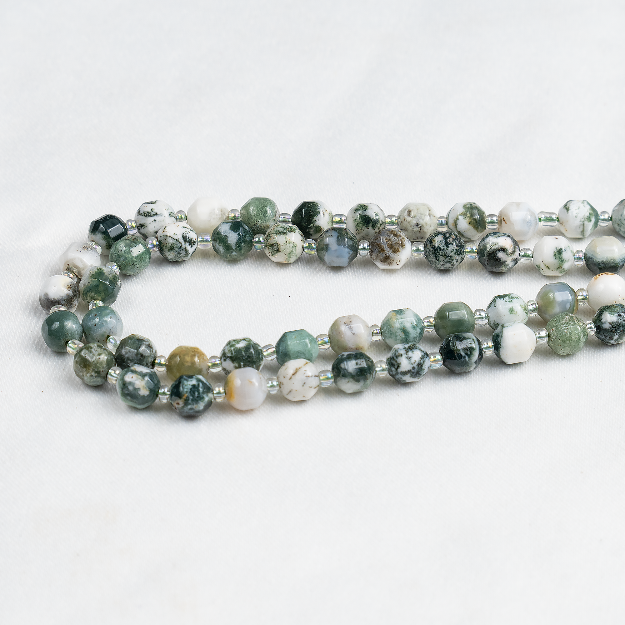 Tree Agate Faceted Prism Cut Beads For Jewelry Making