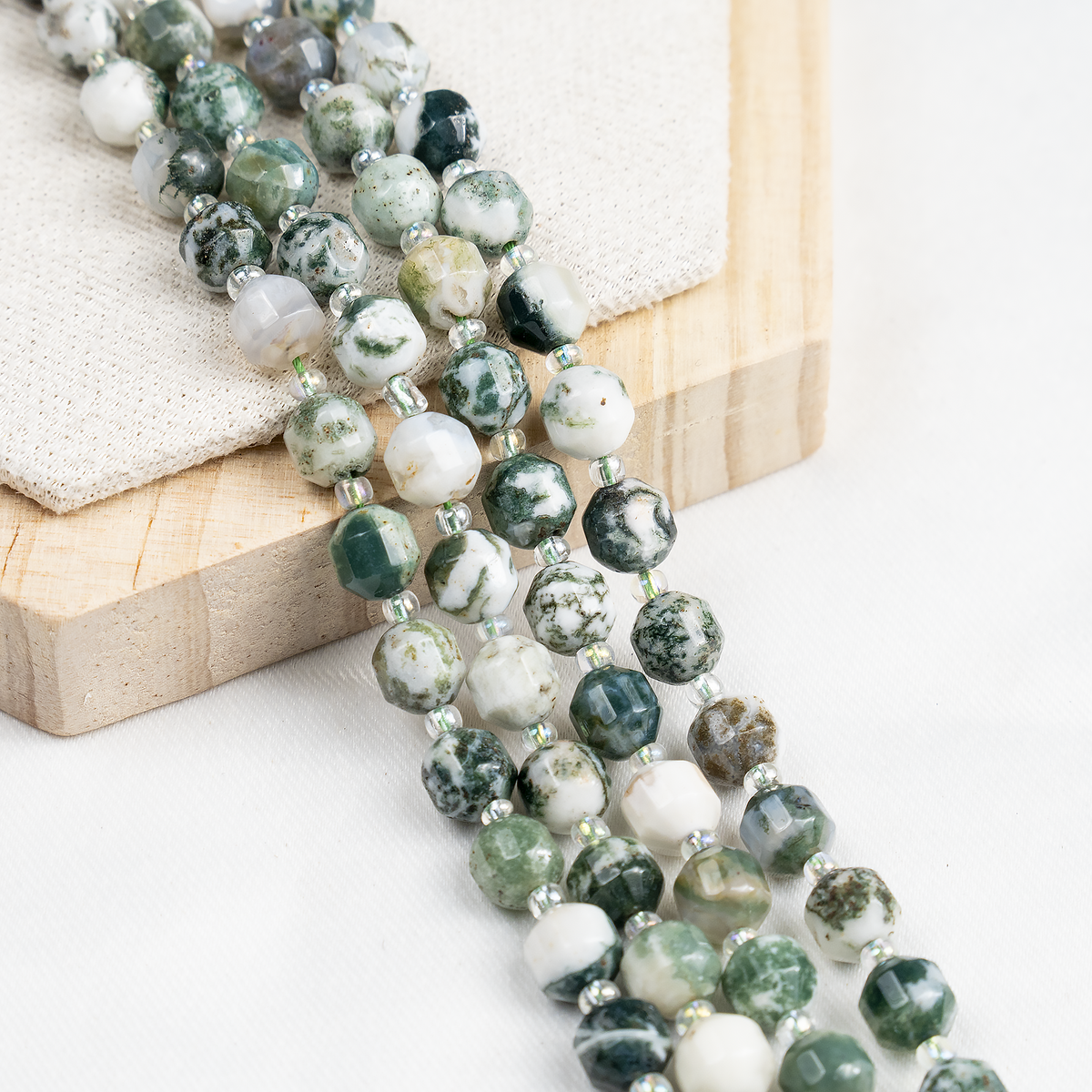 Tree Agate Faceted Prism Cut Beads For Jewelry Making