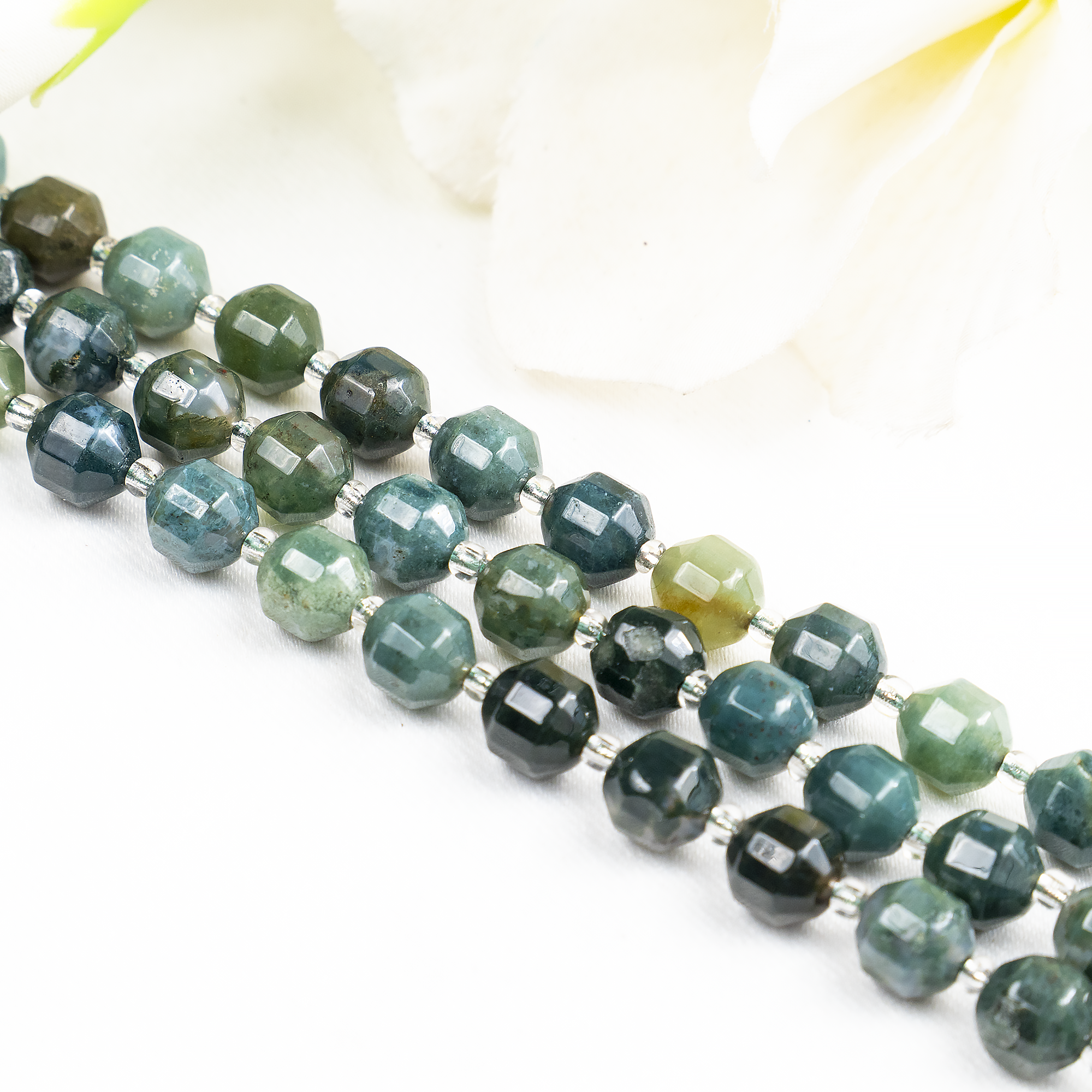 Moss Agate Faceted Prism Cut Beads For Jewelry Making DestGlow