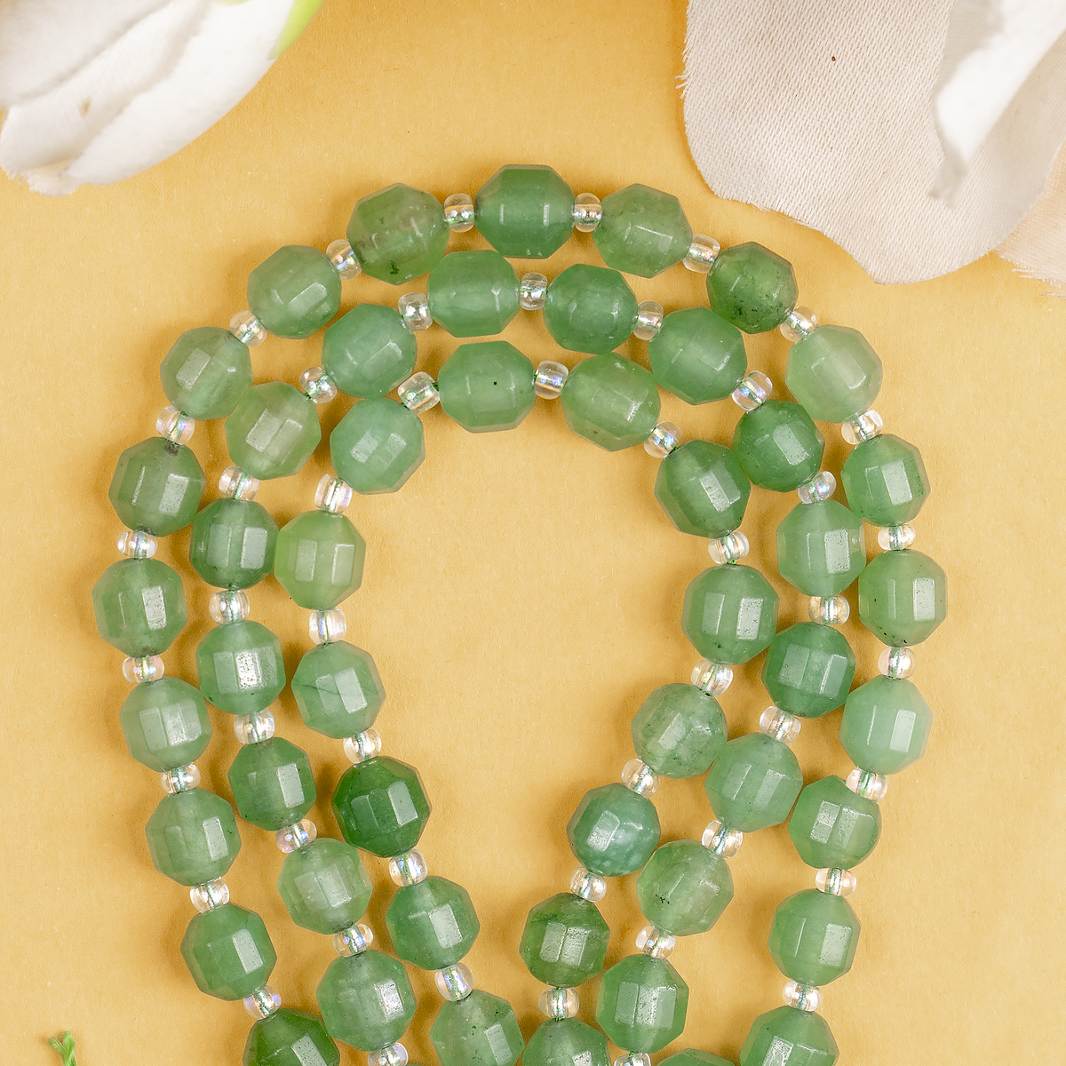 Green Aventurine Faceted Prism Cut Beads For Jewelry Making