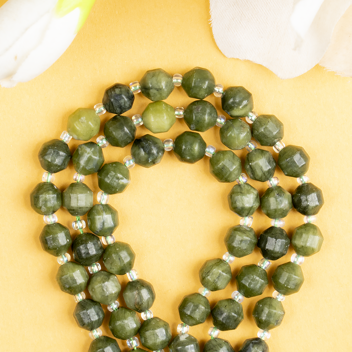 Green Jade Faceted Prism Cut Beads For Jewelry Making