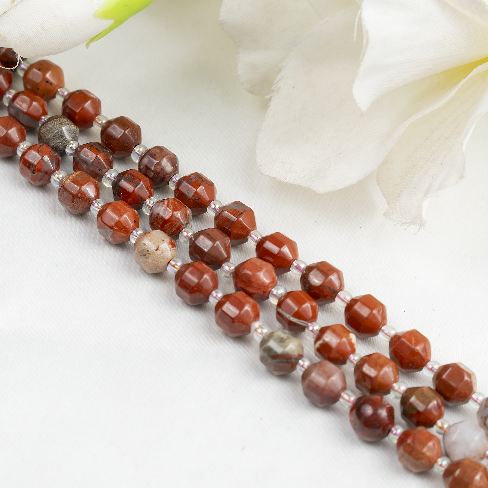 Red Jasper Faceted Prism Cut Beads For Jewelry Making