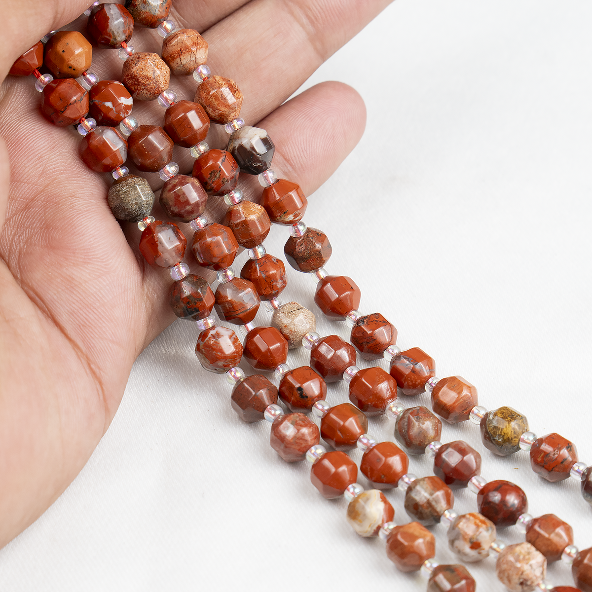 Red Jasper Faceted Prism Cut Beads For Jewelry Making