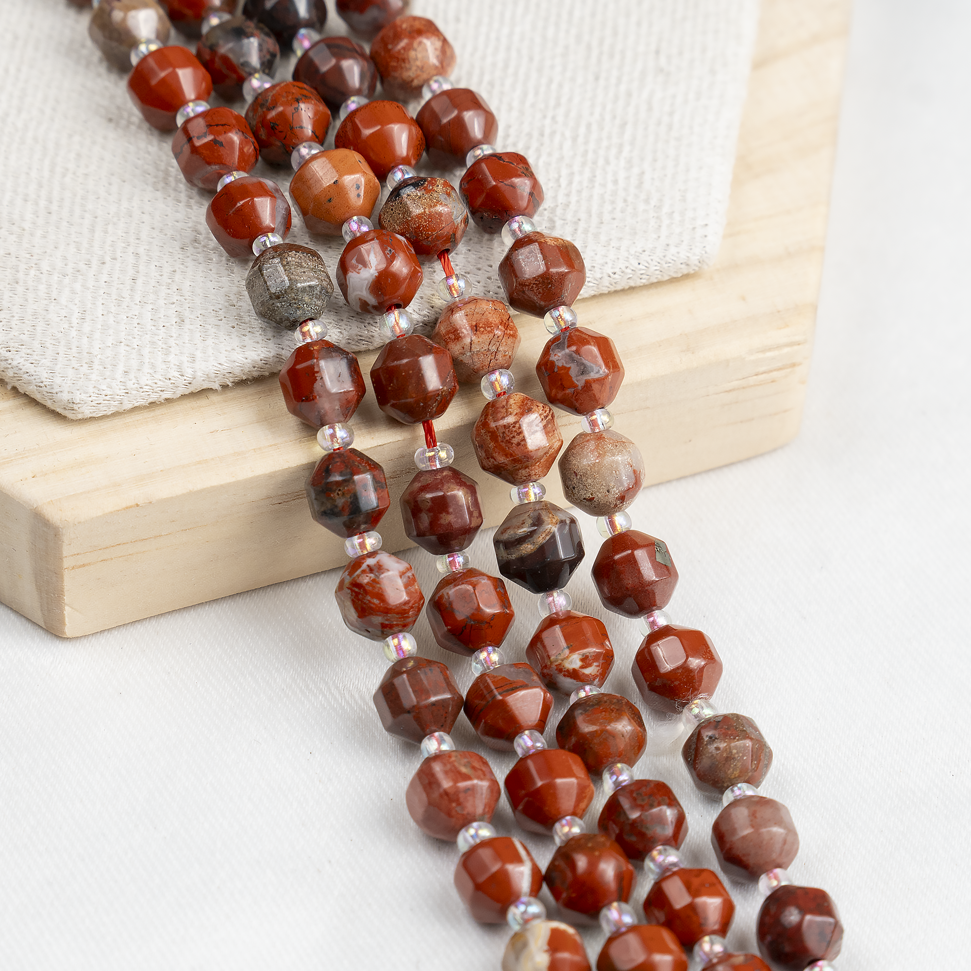 Red Jasper Faceted Prism Cut Beads For Jewelry Making