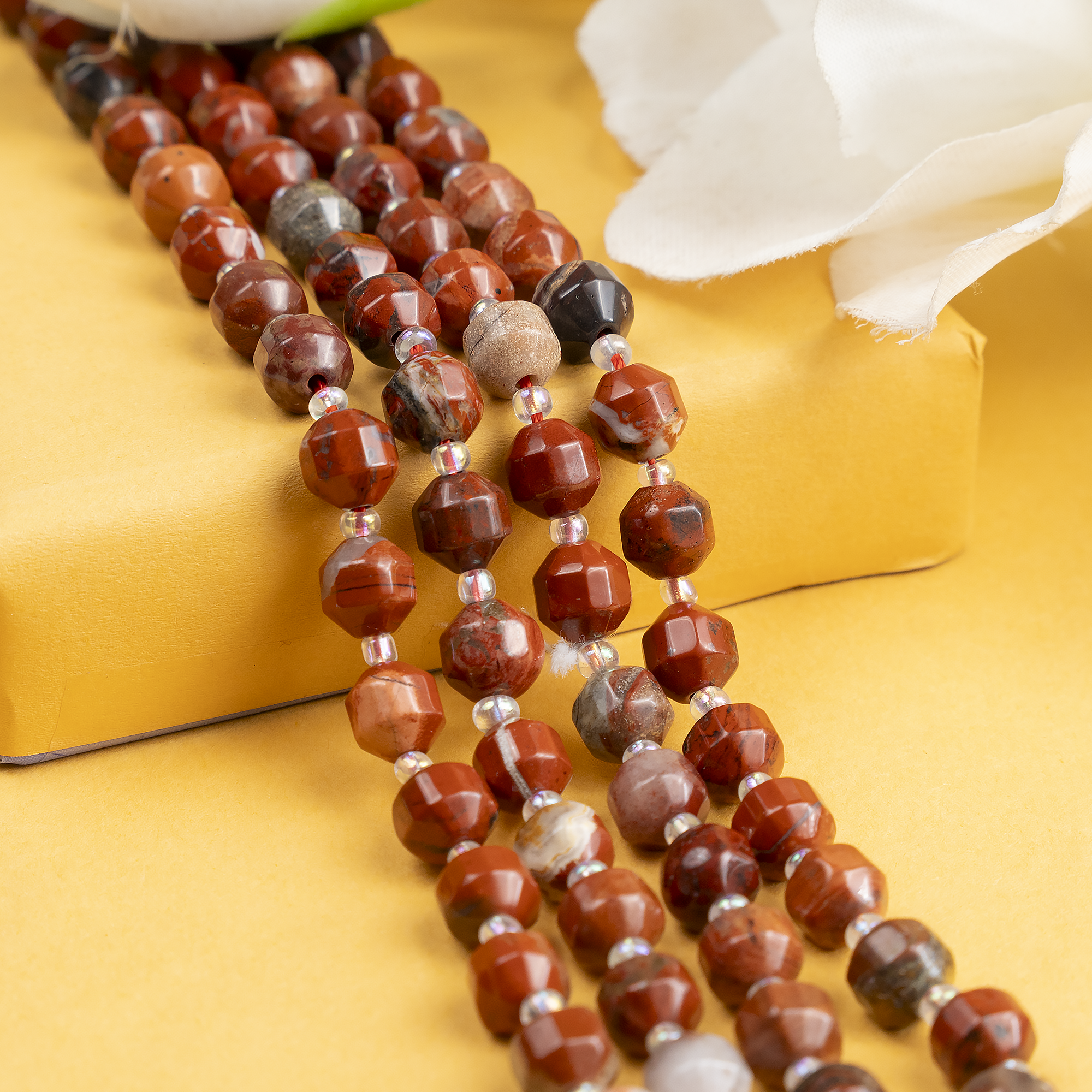 Red Jasper Faceted Prism Cut Beads For Jewelry Making