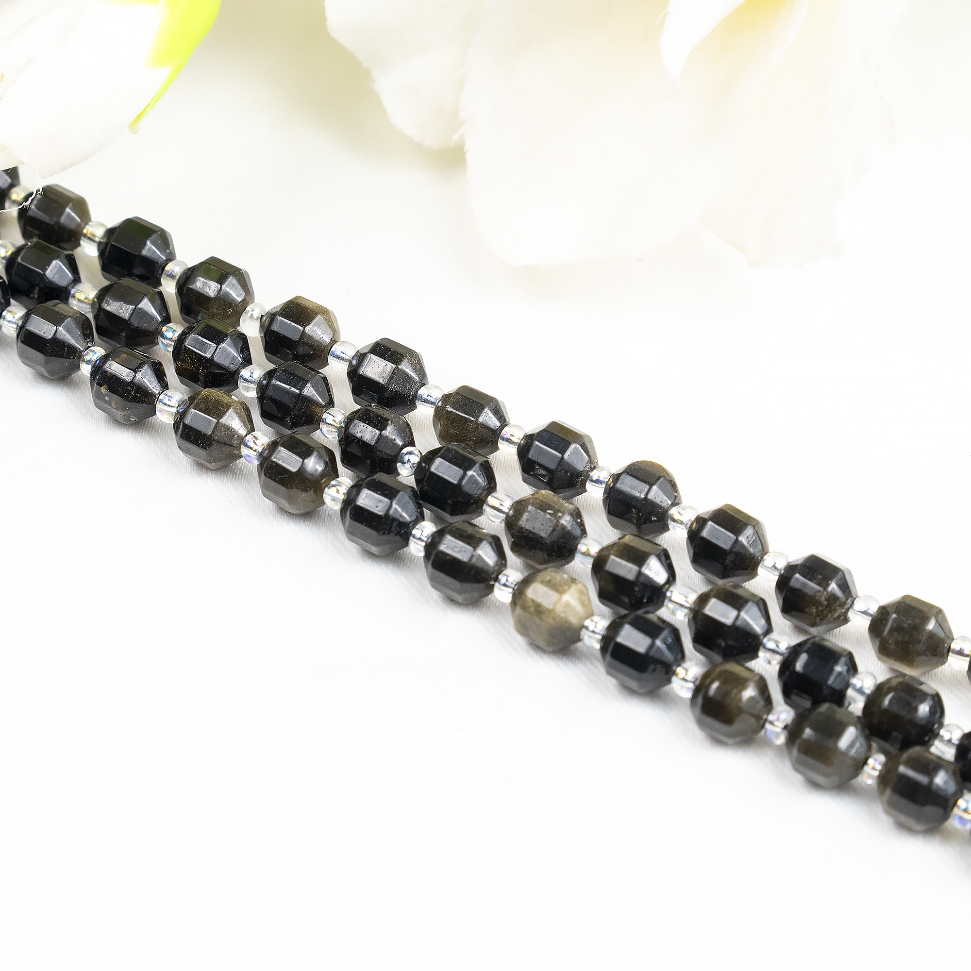 Golden Obsidian Faceted Prism Cut Beads For Jewelry Making