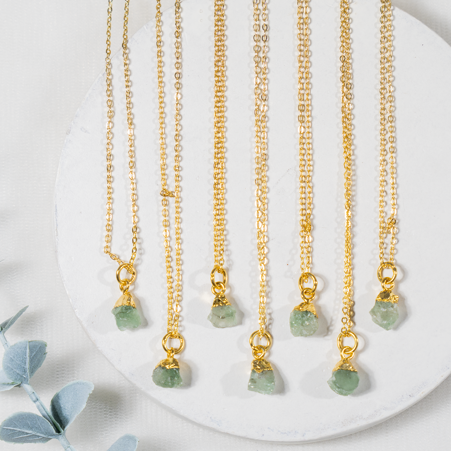 Raw Green Aventurine Crystal Necklace, Raw Gemstone Necklace DestGlow