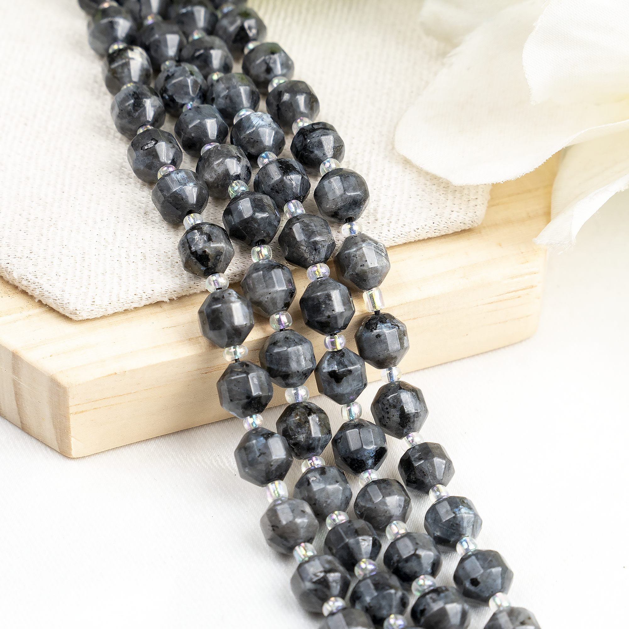 Larvikite Faceted Prism Cut Beads For Jewelry Making