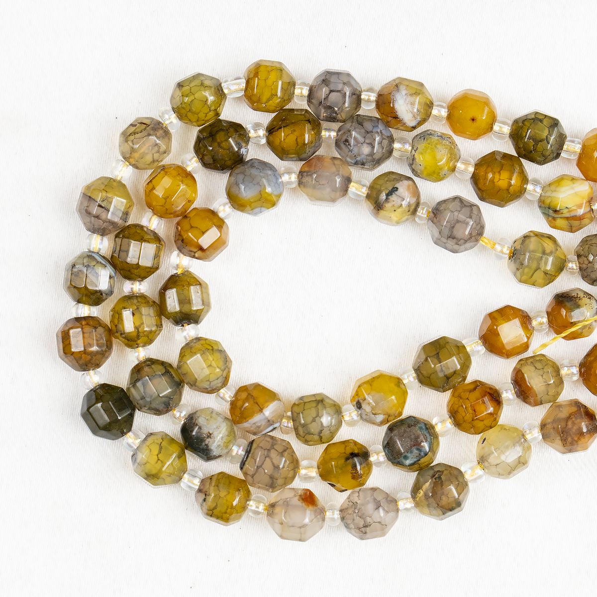Dragon Vein Green Faceted Prism Cut Beads. For Jewelry Making DestGlow