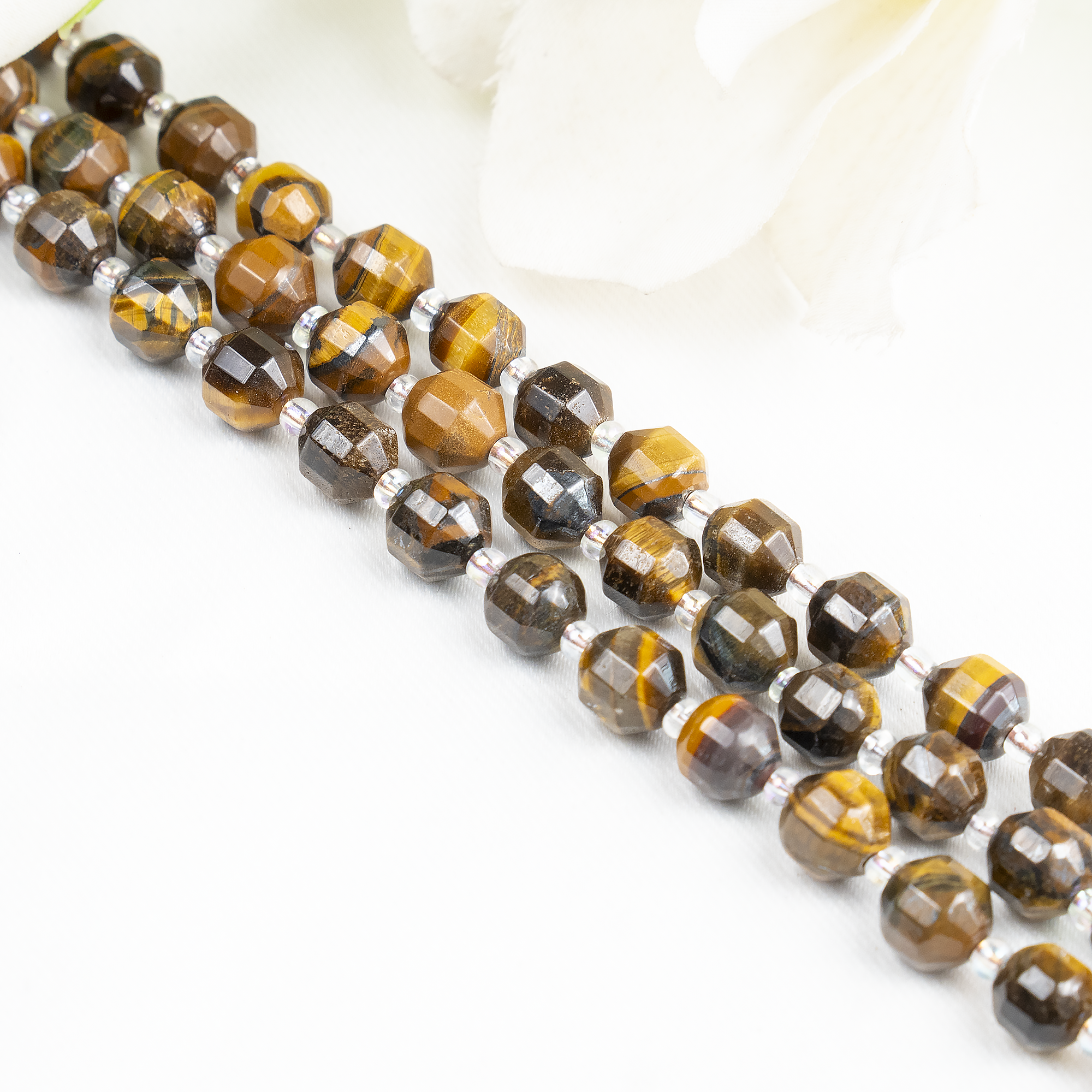 Tiger eye Faceted Prism Cut Beads For Jewelry Making