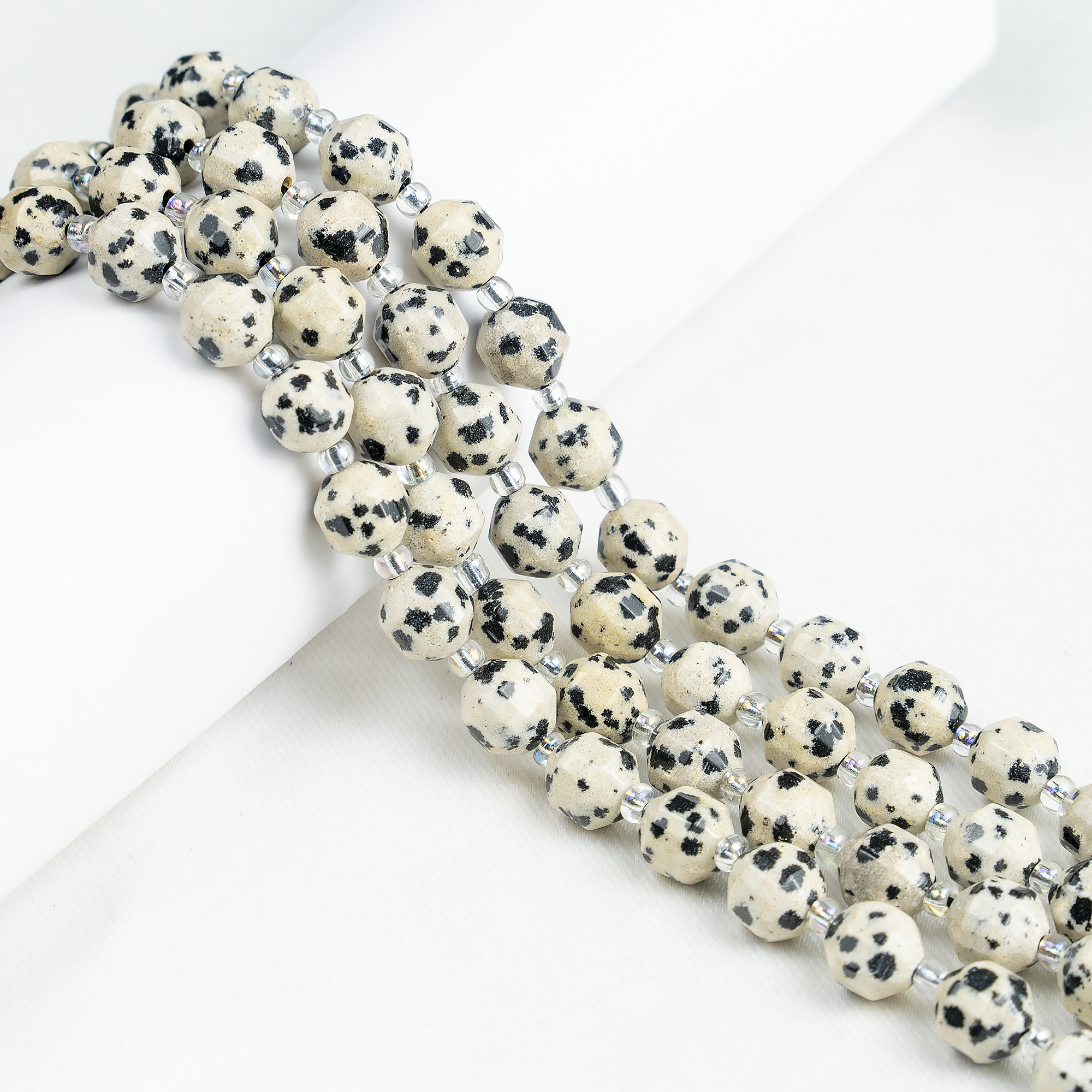 Dalmatian Jasper Faceted Prism Cut Beads For Jewelry Making DestGlow
