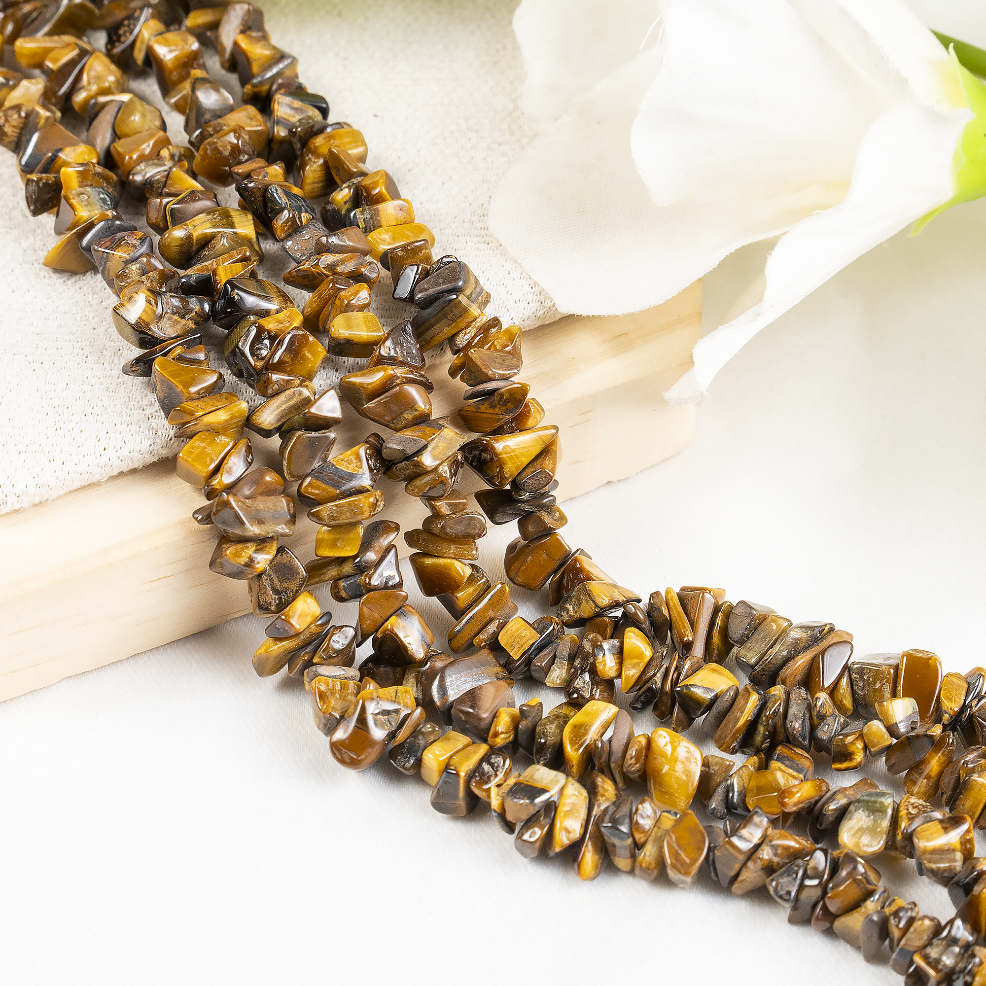 Uncut Raw Tiger Eye Crystal Chip Beads for Necklace (Creativity and Intuition)