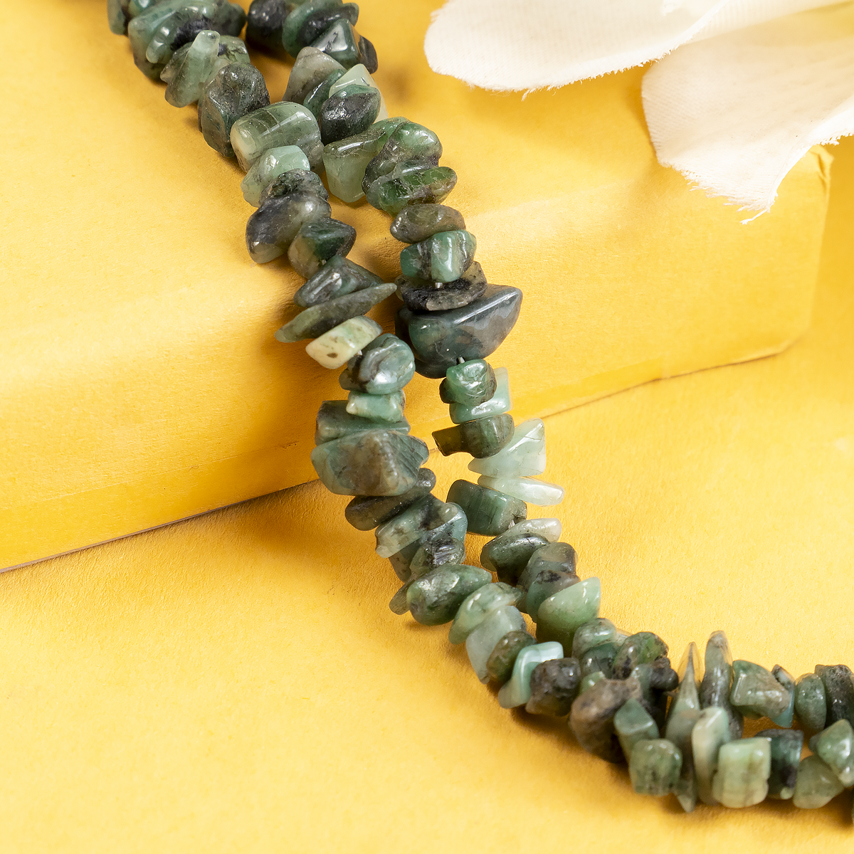 Uncut Raw Emerald Crystal Chip Beads for Necklace (Intuition and Power) DestGlow