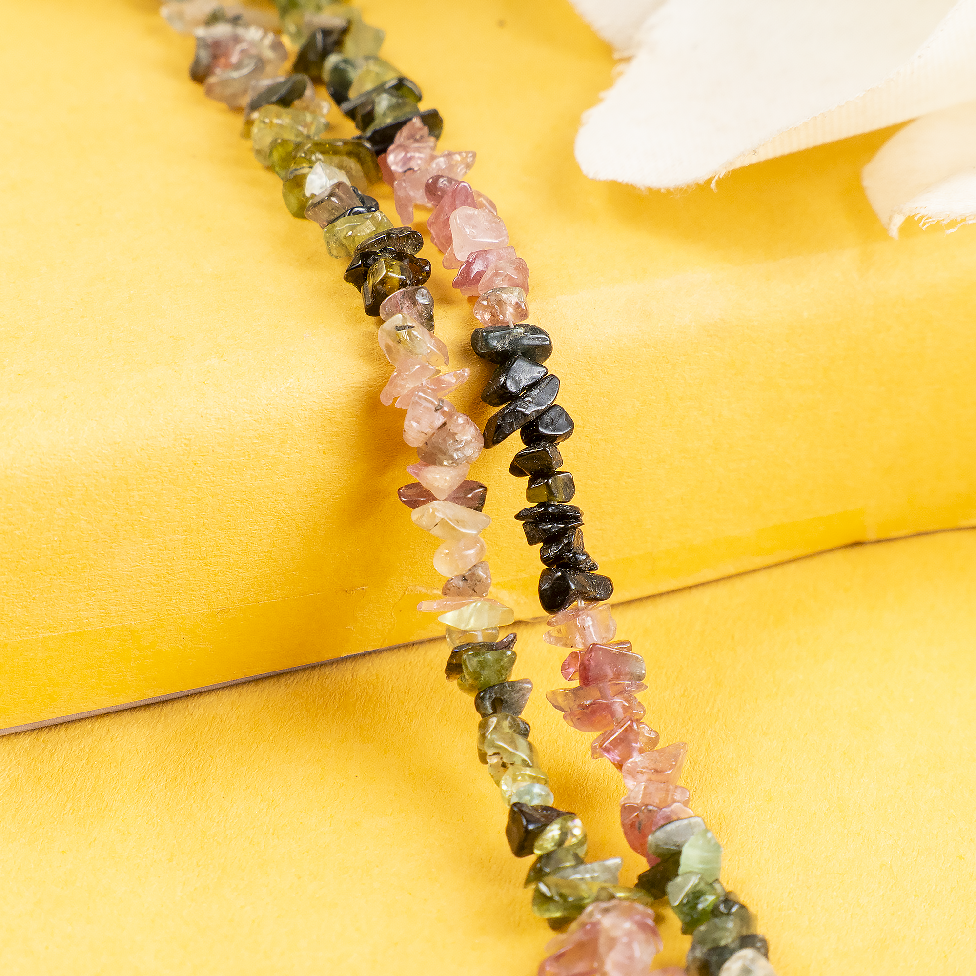Uncut Raw Watermelon Tourmaline Crystal Chip Beads for Necklace (Purification and Stress Relief)
