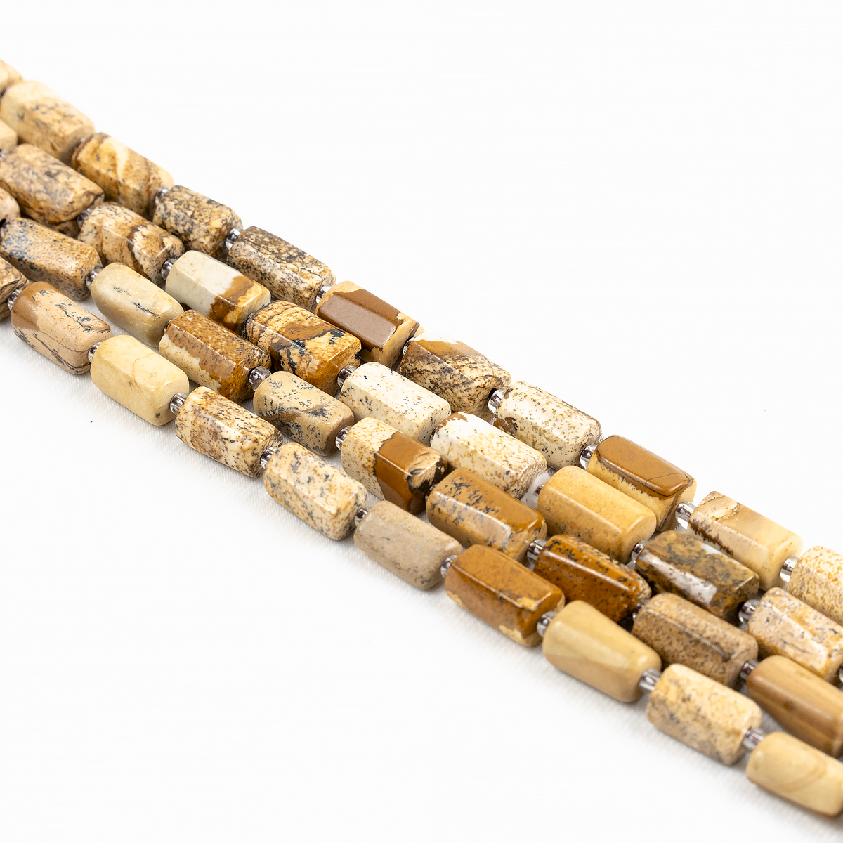 Picture Jasper Gemstone Pipe Bead, Crystal Healing Tube Beads.