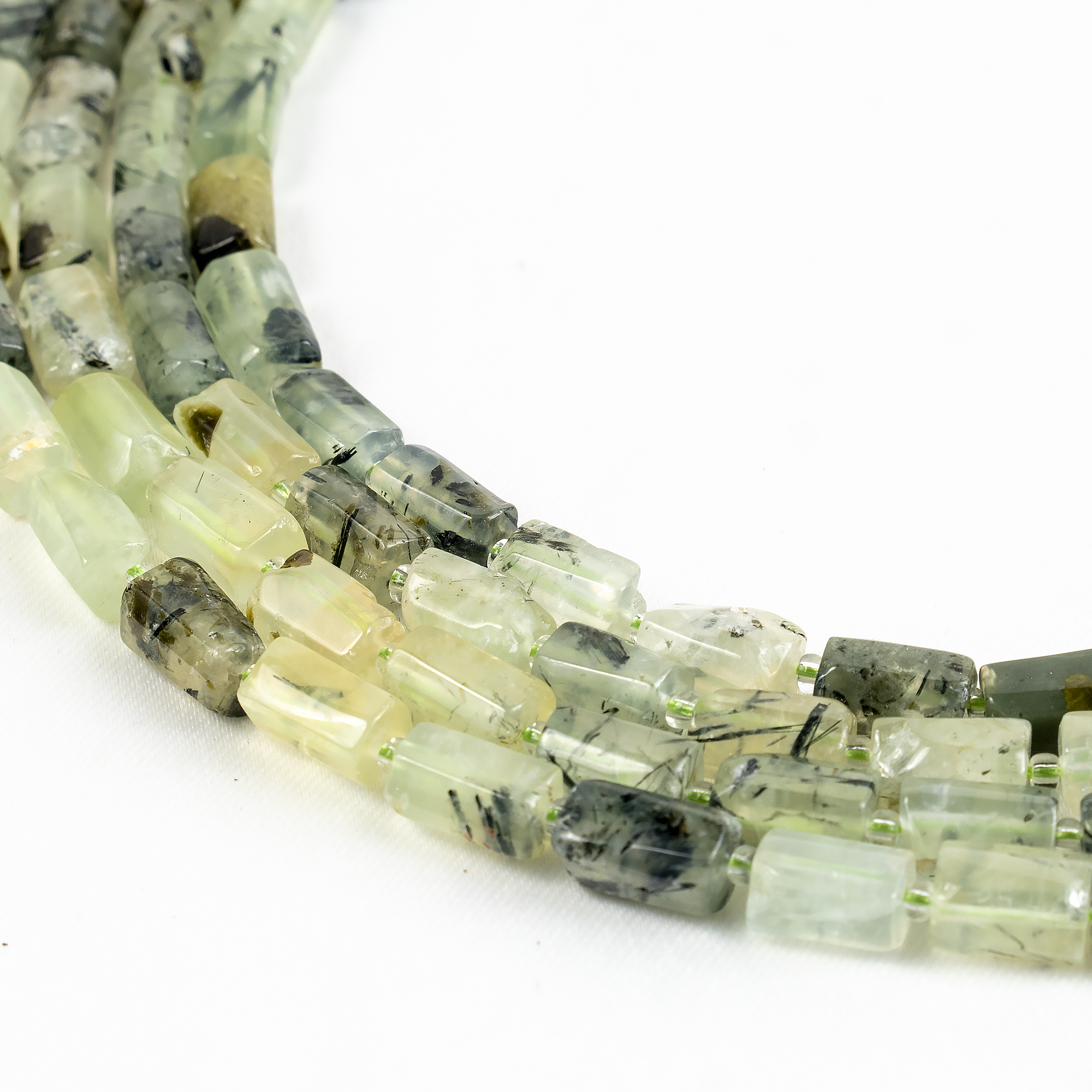 Prehnite Gemstone Pipe Bead, Crystal Healing Tube Beads.