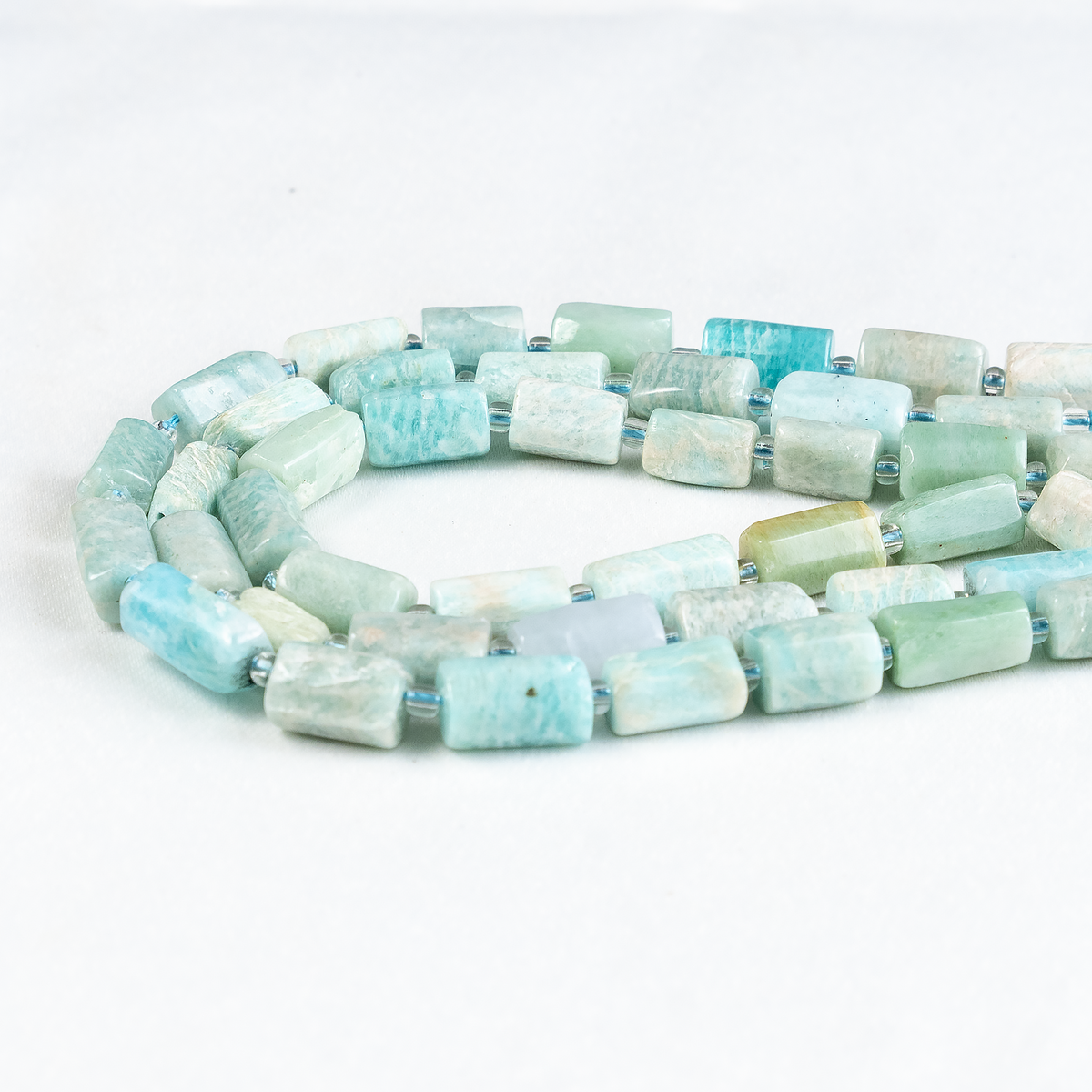 Amazonite Gemstone Pipe Bead, Crystal Healing Tube Beads.