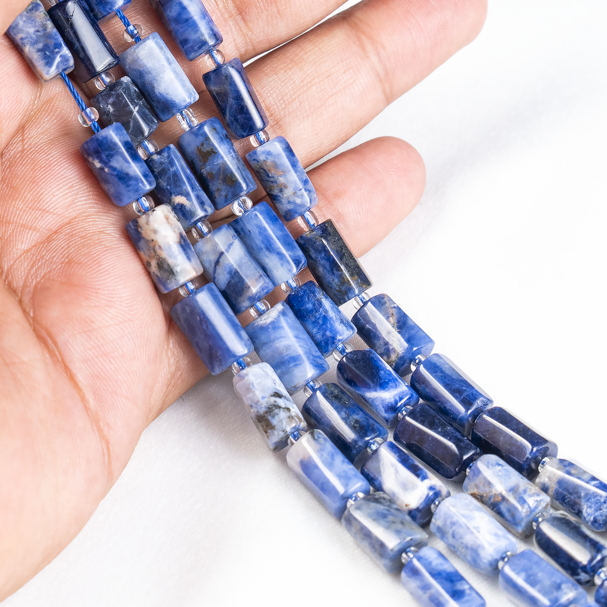 Sodalite Gemstone Pipe Bead, Crystal Healing Tube Beads. DestGlow