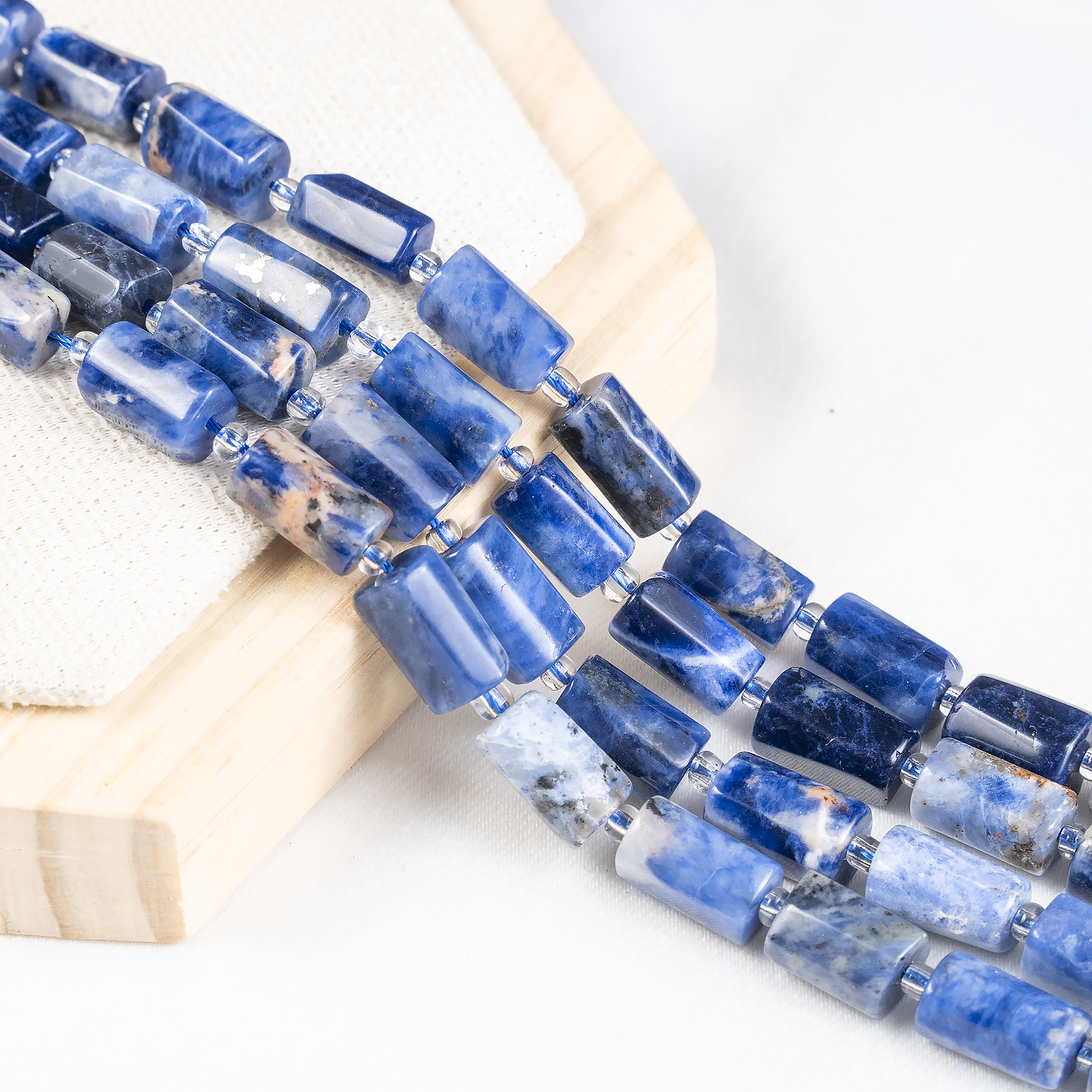 Sodalite Gemstone Pipe Bead, Crystal Healing Tube Beads. DestGlow