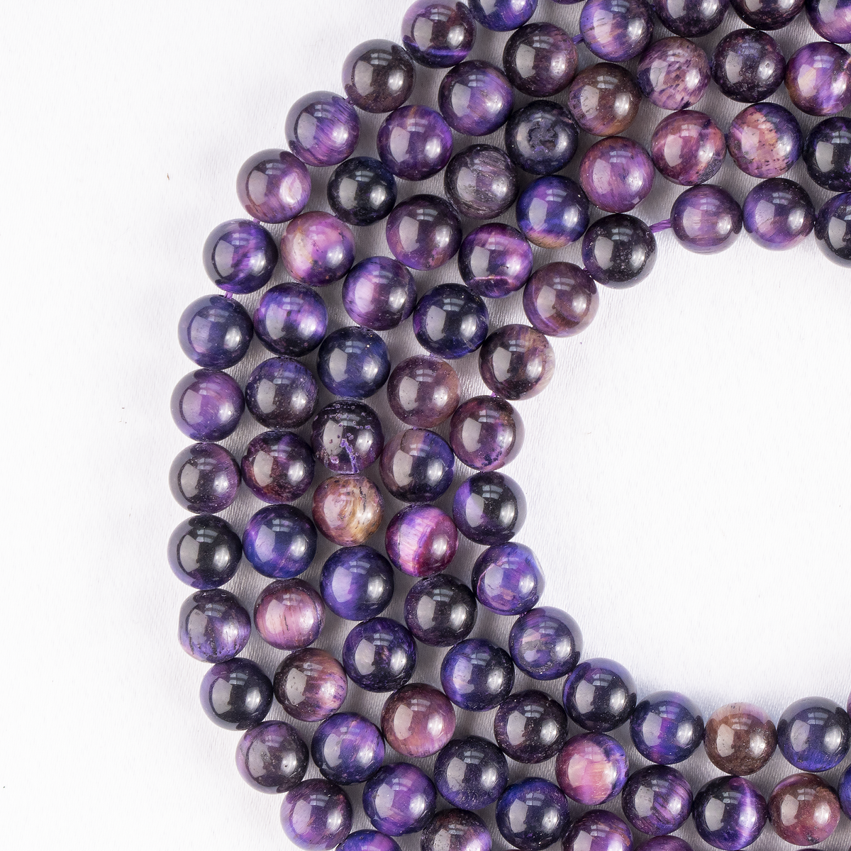 Heated Tiger Cats Eye Violet, Crystal Beads for Jewelry.