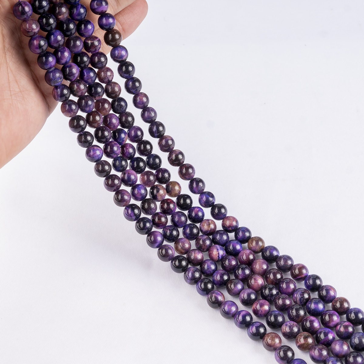 Heated Tiger Cats Eye Violet, Crystal Beads for Jewelry.