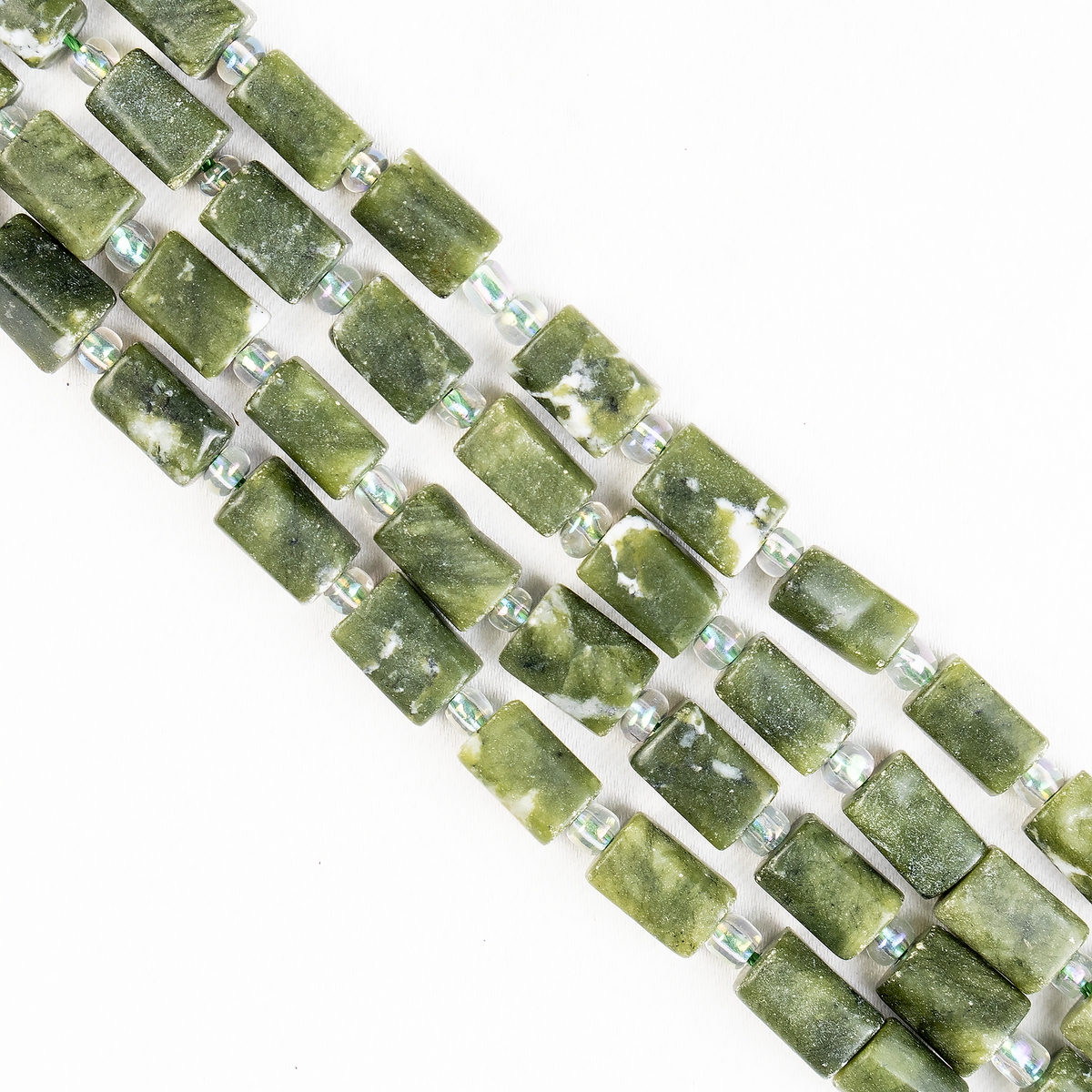 Green Jade Gemstone Pipe Bead, Crystal Healing Tube Beads. DestGlow