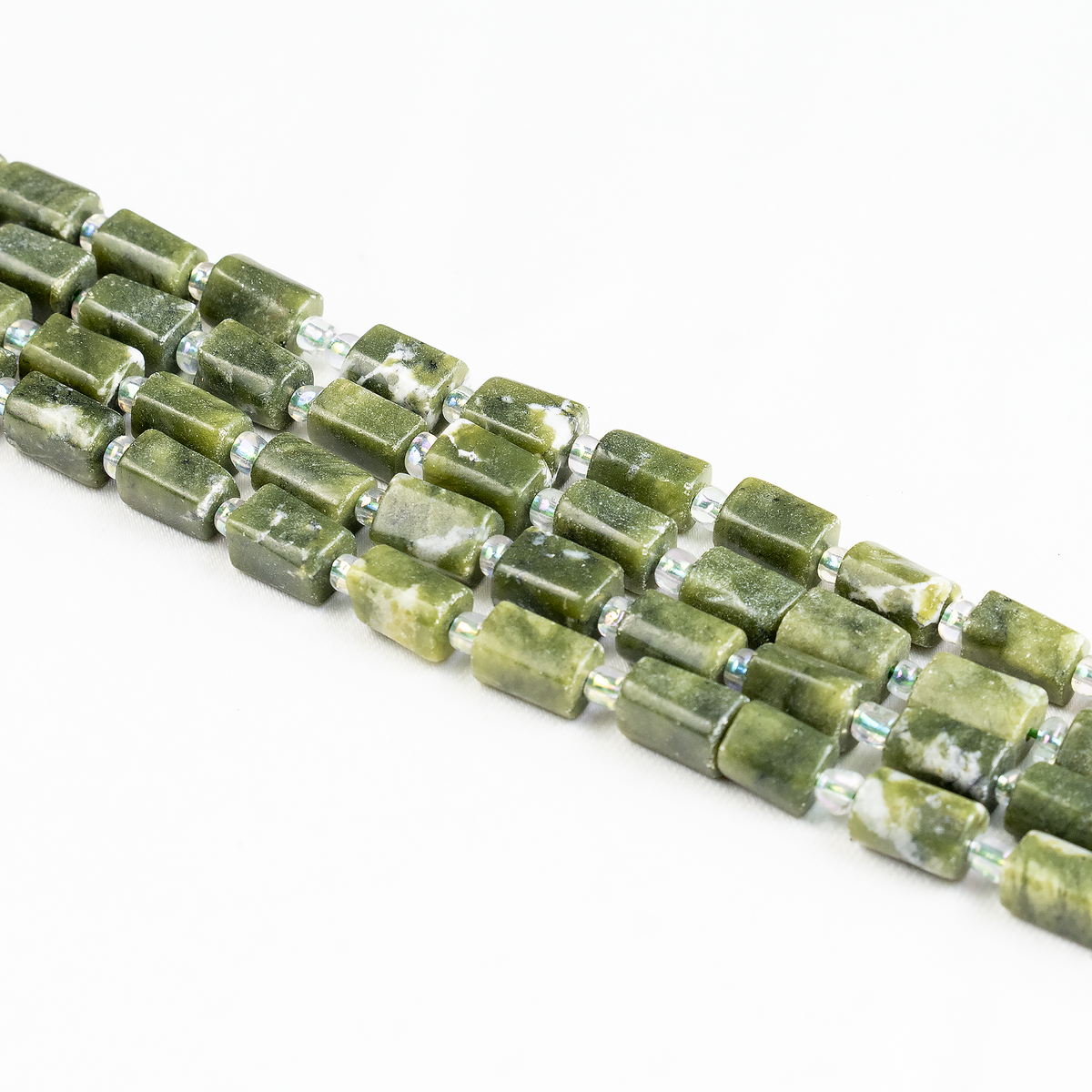 Green Jade Gemstone Pipe Bead, Crystal Healing Tube Beads. DestGlow
