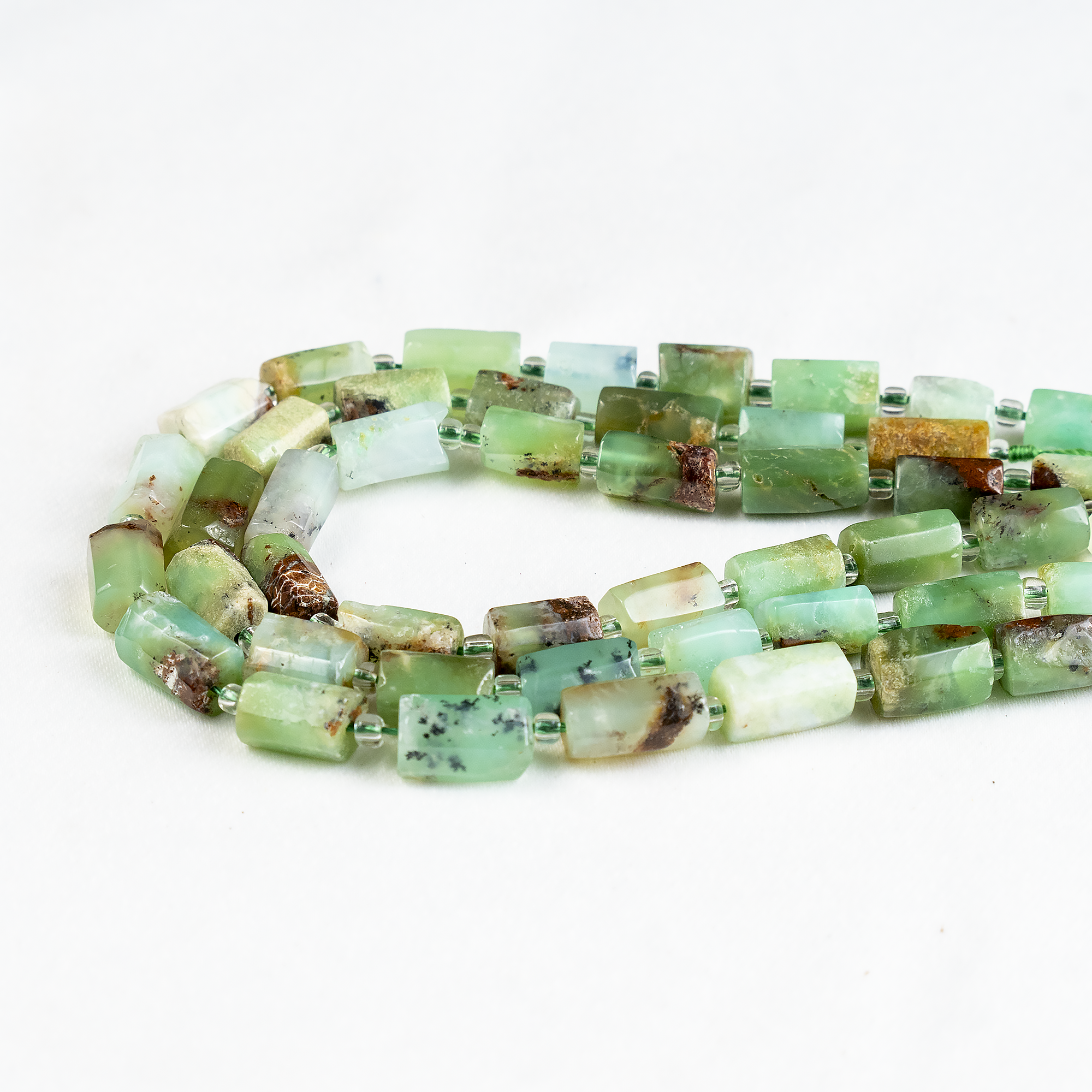 Emerald Gemstone Pipe Bead, Crystal Healing Tube Beads.