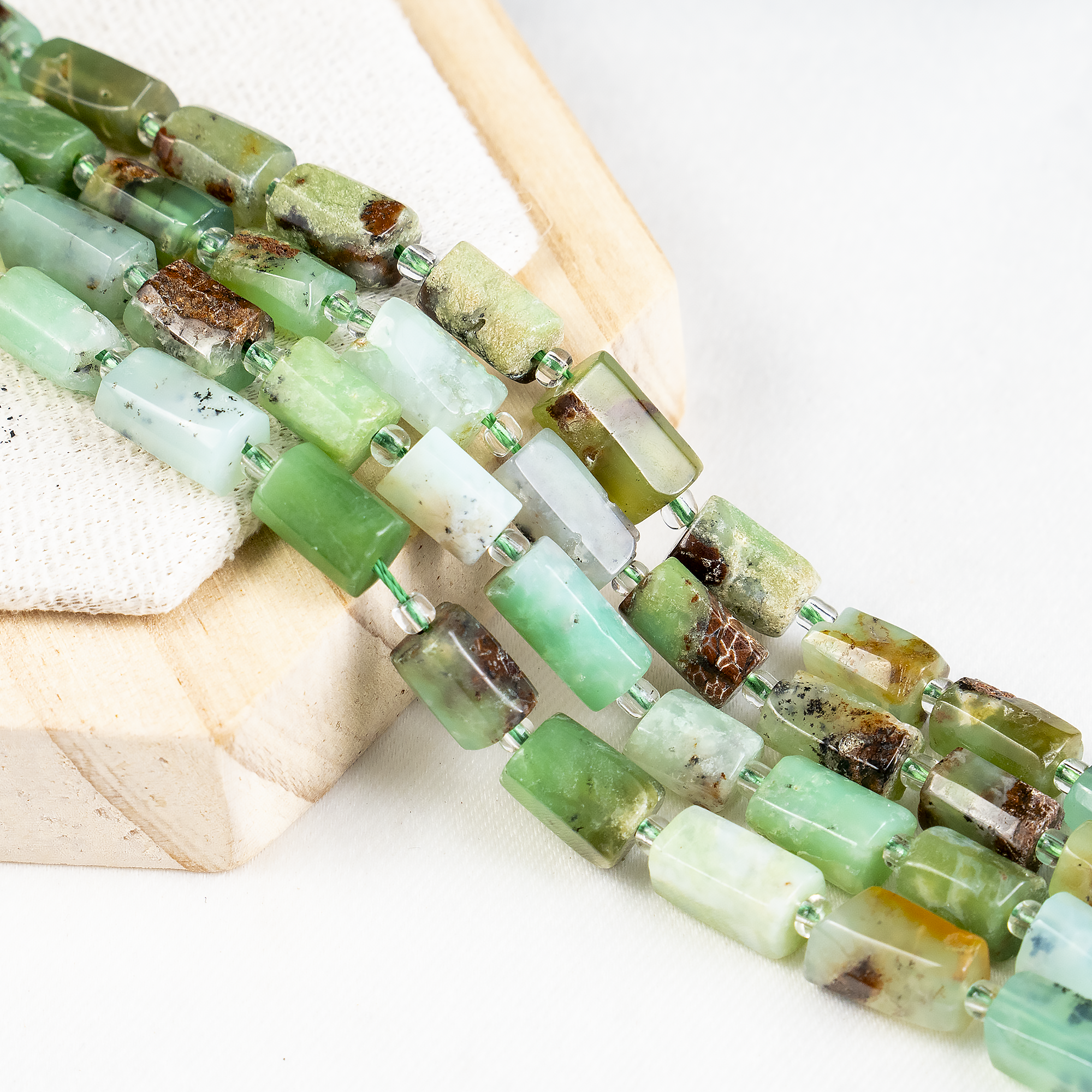 Emerald Gemstone Pipe Bead, Crystal Healing Tube Beads. DestGlow