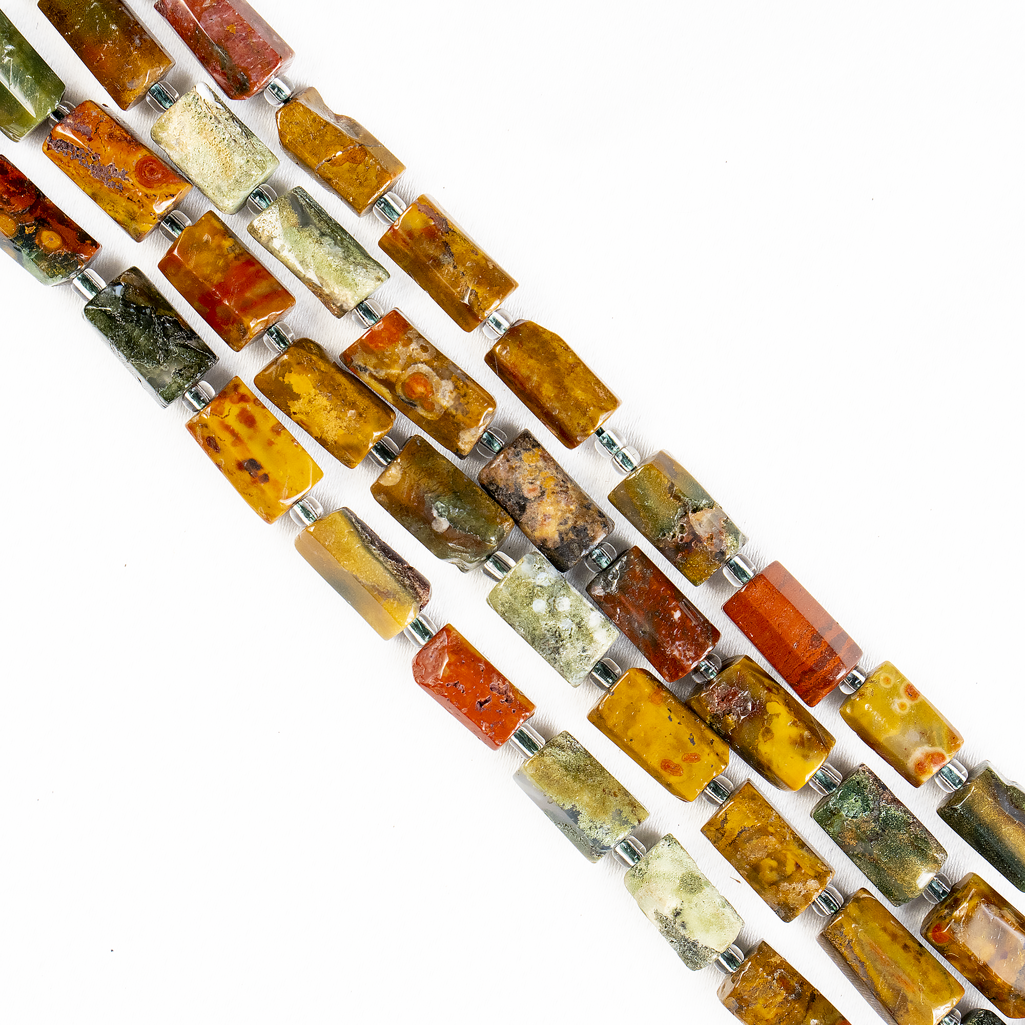 Ocean Jasper Gemstone Pipe Bead, Crystal Healing Tube Beads.