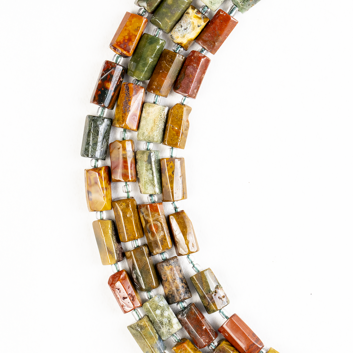Ocean Jasper Gemstone Pipe Bead, Crystal Healing Tube Beads.