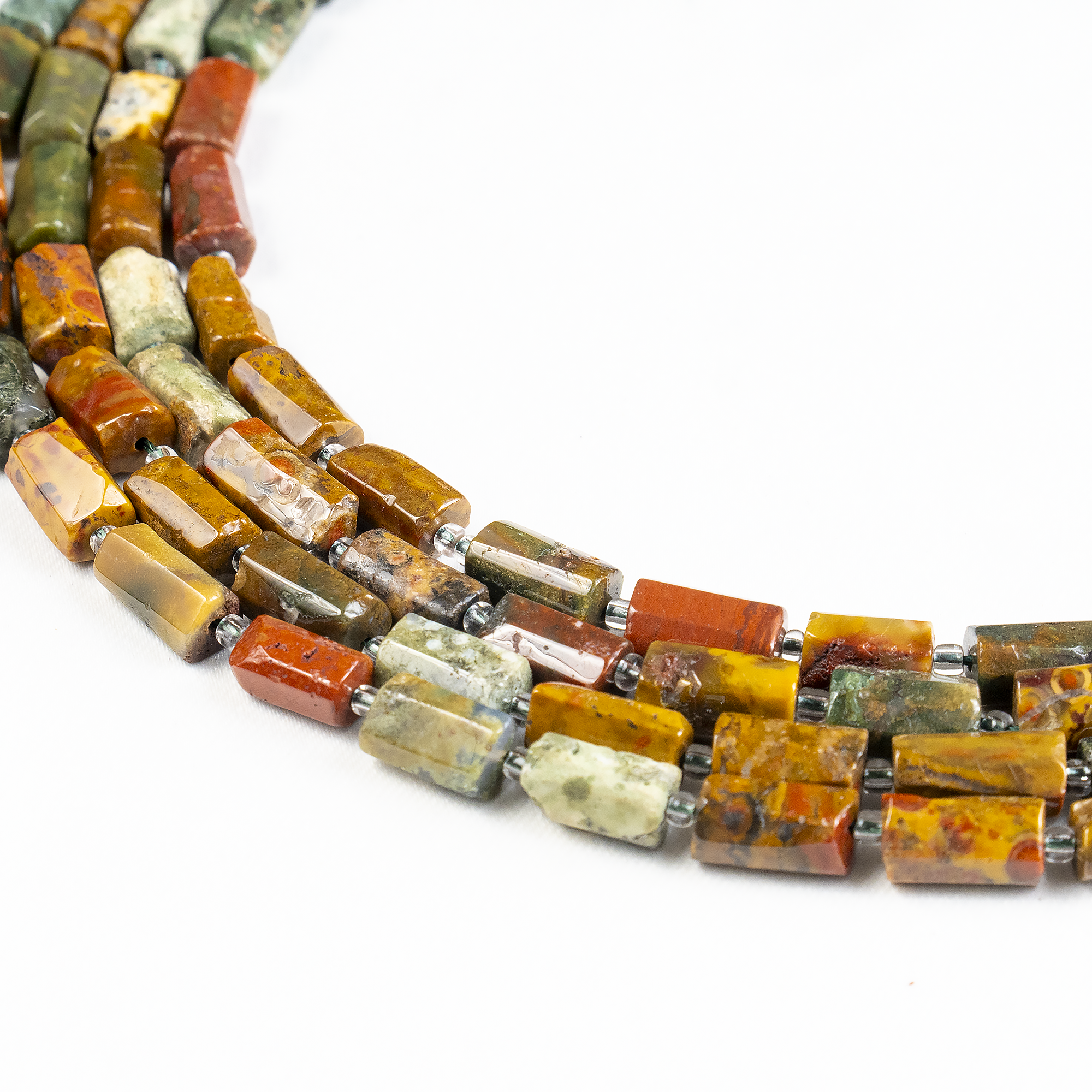 Ocean Jasper Gemstone Pipe Bead, Crystal Healing Tube Beads.