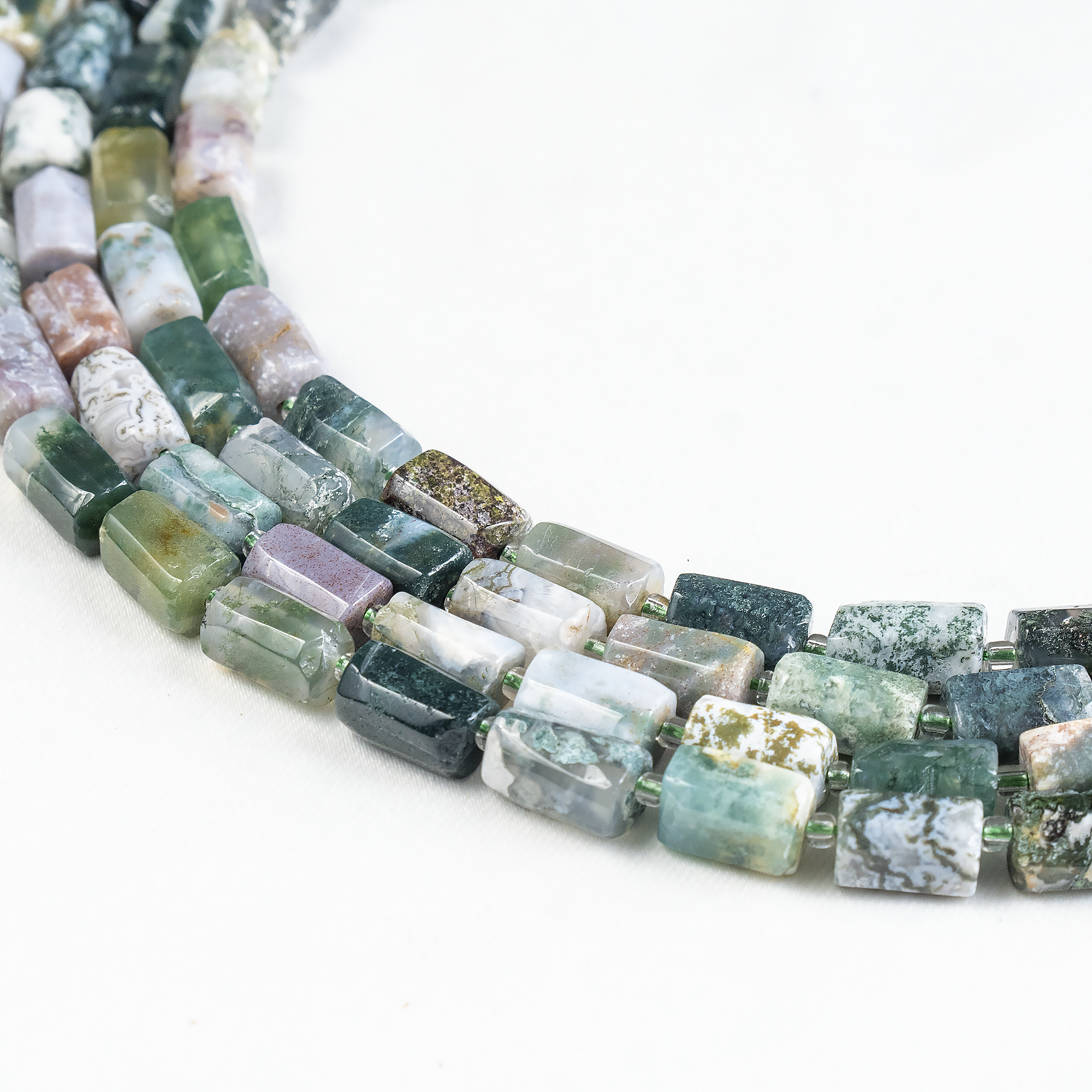 Tree Agate Gemstone Pipe Bead, Crystal Healing Tube Beads. DestGlow