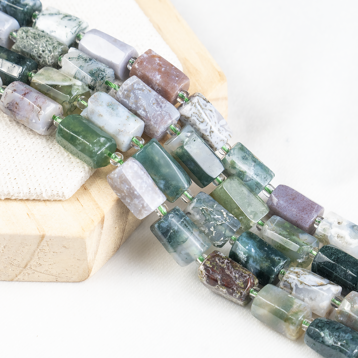 Tree Agate Gemstone Pipe Bead, Crystal Healing Tube Beads. DestGlow