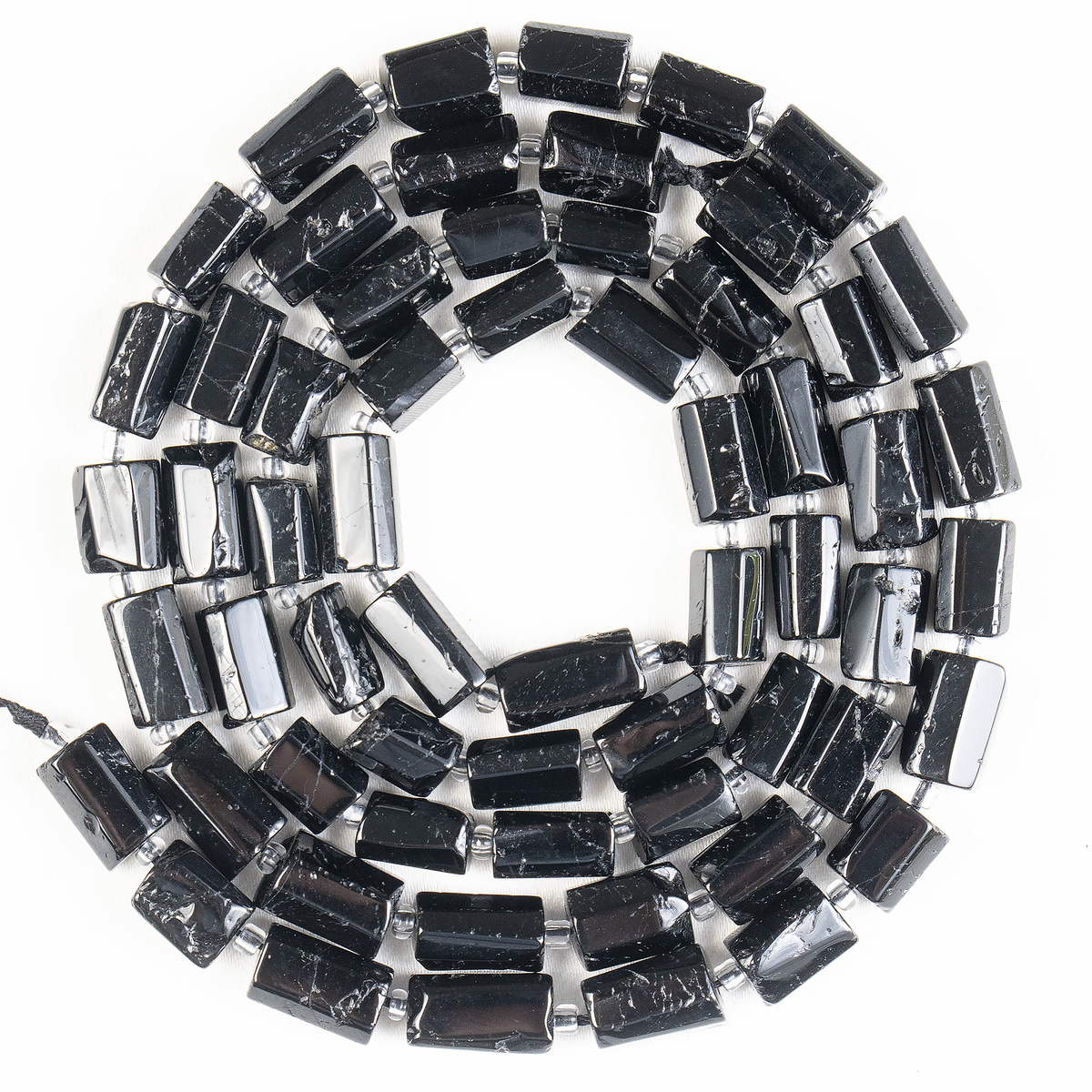 Black Toumaline Gemstone Pipe Bead, Crystal Healing Tube Beads.