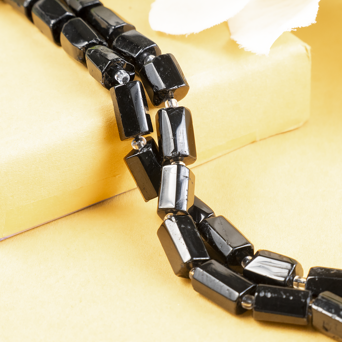 Black Toumaline Gemstone Pipe Bead, Crystal Healing Tube Beads.