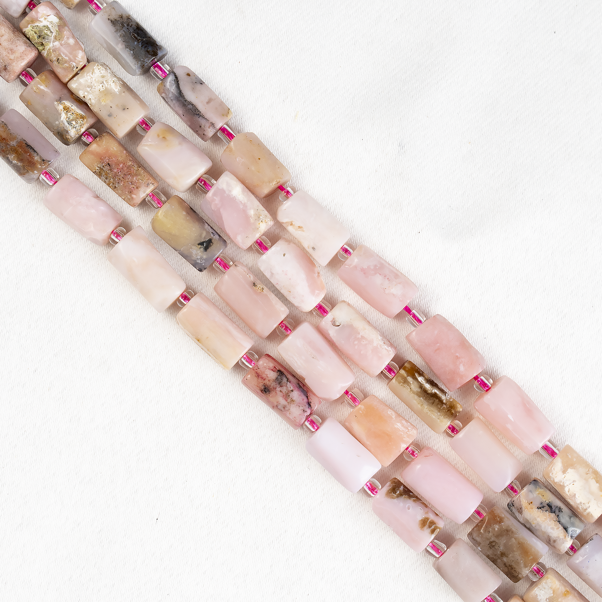 Pink Opal Gemstone Pipe Bead, Crystal Healing Tube Beads. DestGlow