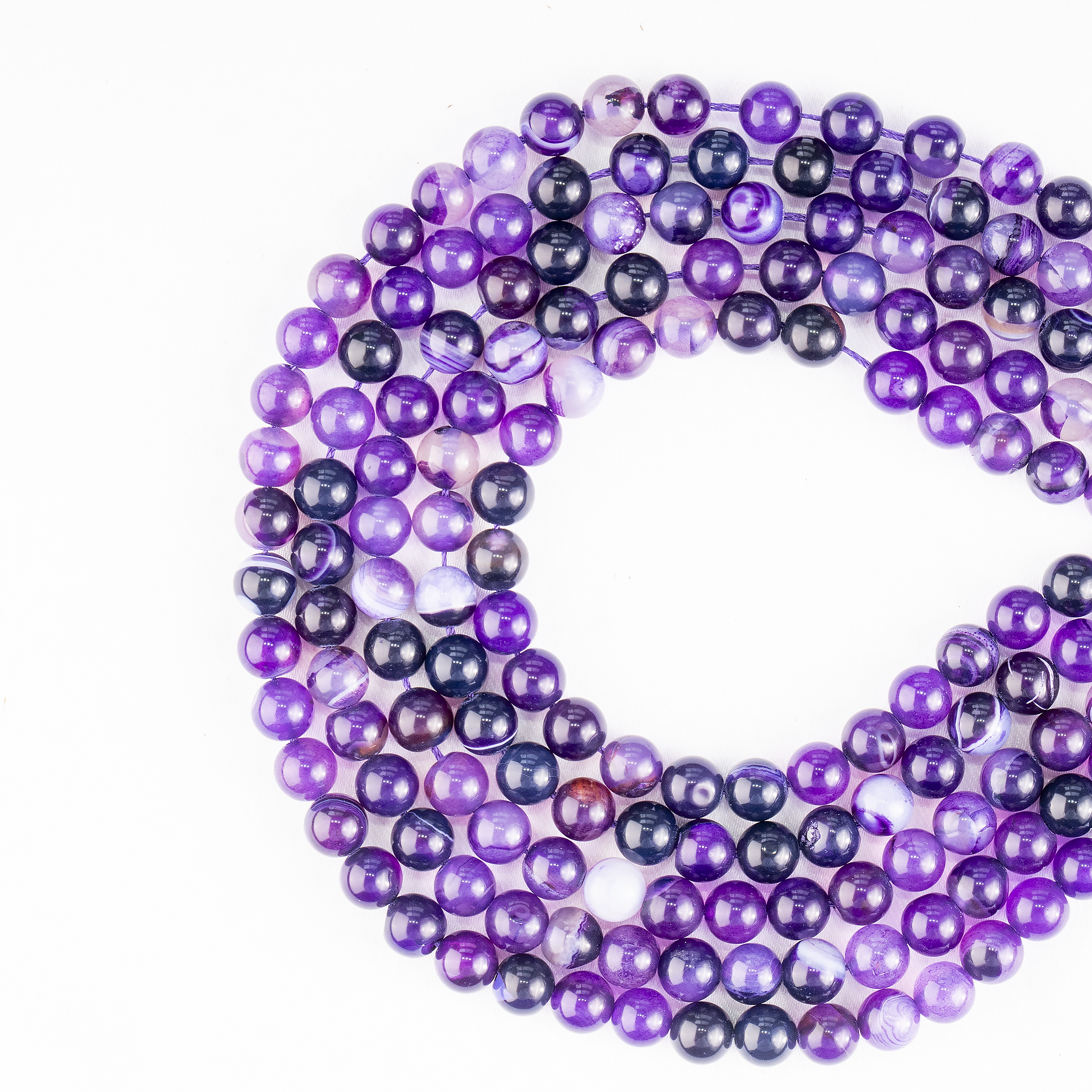 Purple Banded Agate Beads, Natural Crystal Round Beads 6mm to 10mm DestGlow