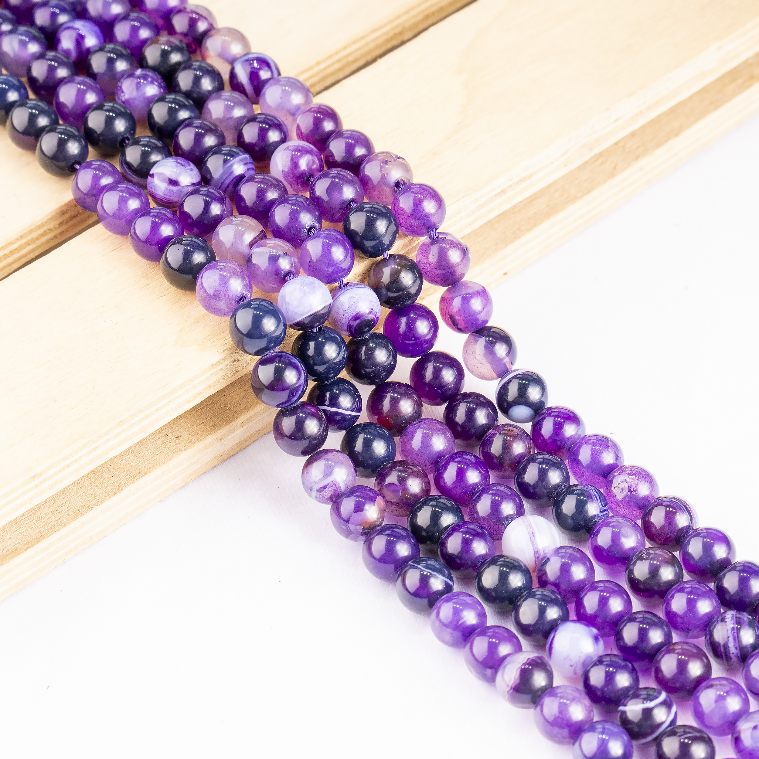 Purple Banded Agate Beads, Natural Crystal Round Beads 6mm to 10mm