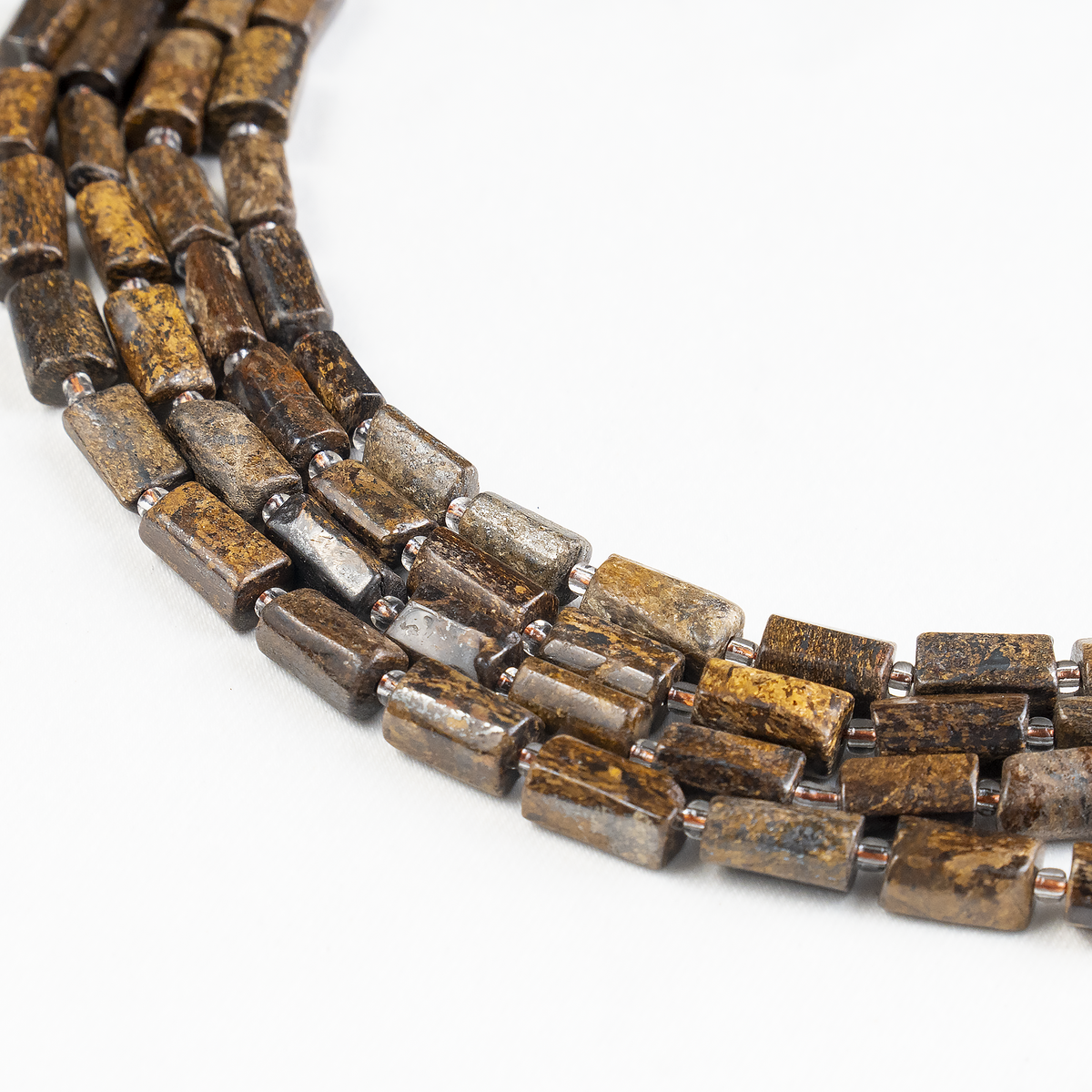 Bronzite Gemstone Pipe Bead, Crystal Healing Tube Beads.
