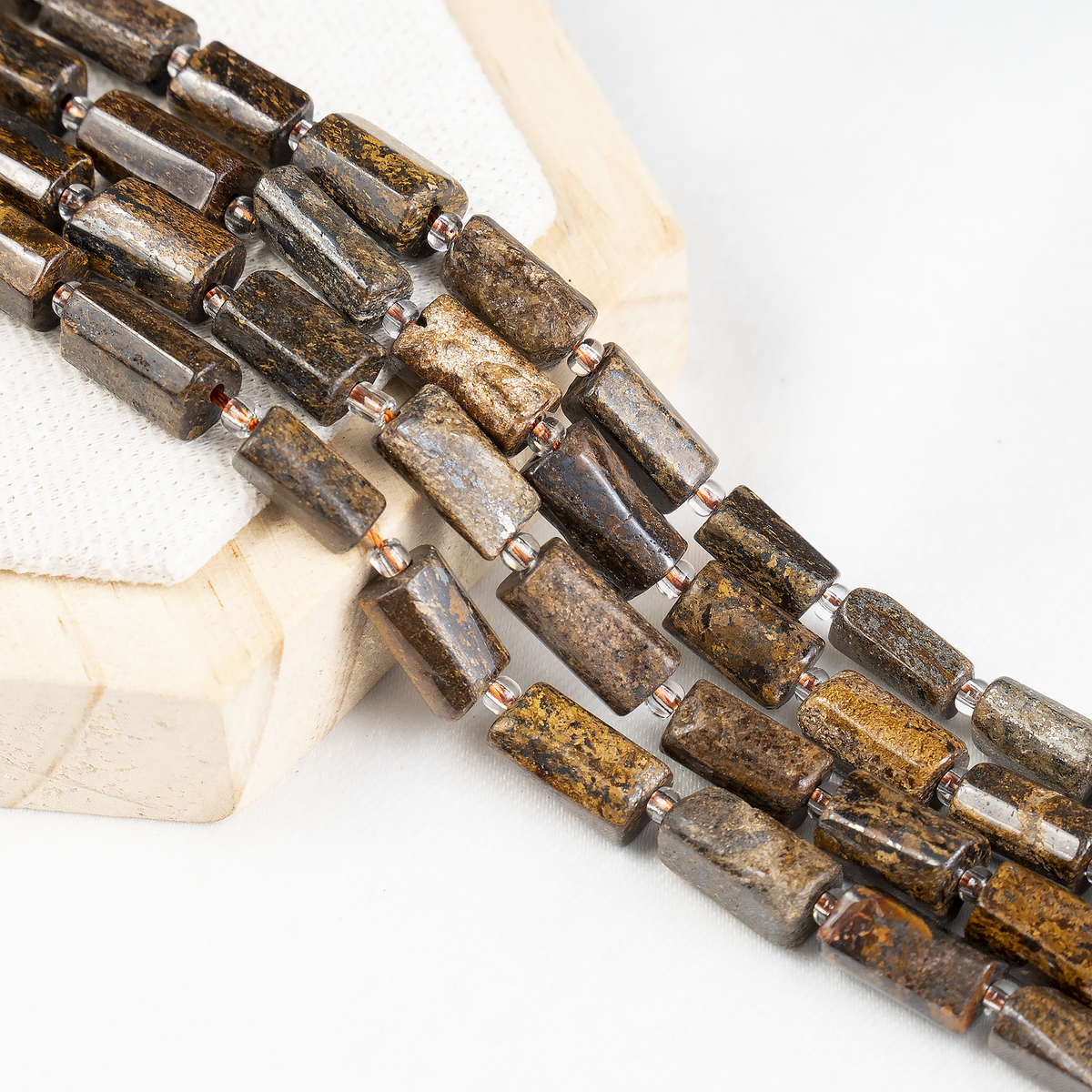 Bronzite Gemstone Pipe Bead, Crystal Healing Tube Beads.