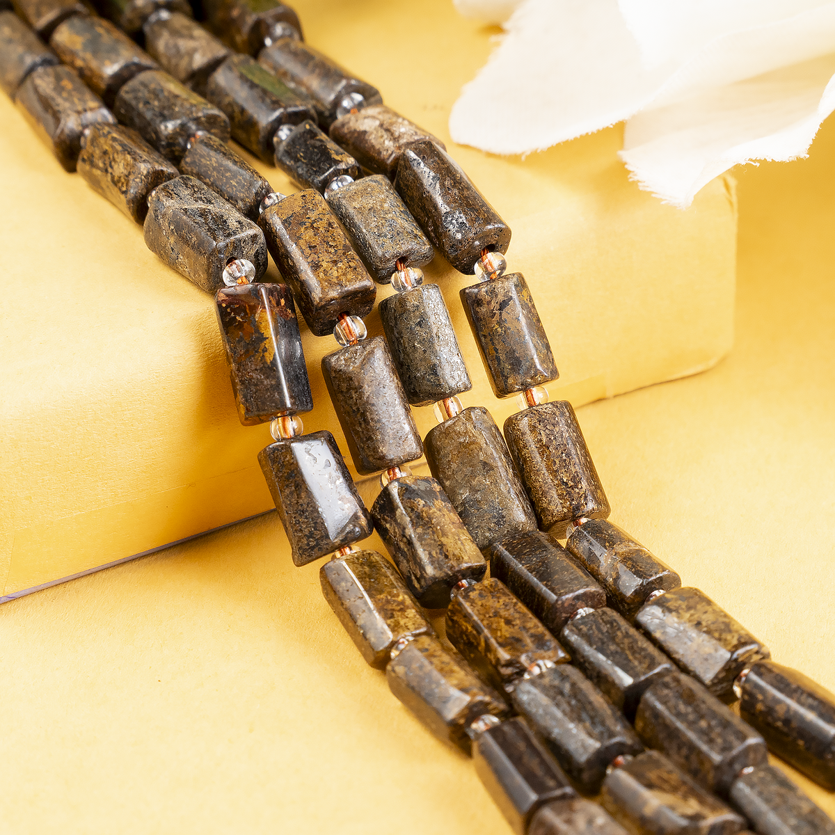 Bronzite Gemstone Pipe Bead, Crystal Healing Tube Beads.
