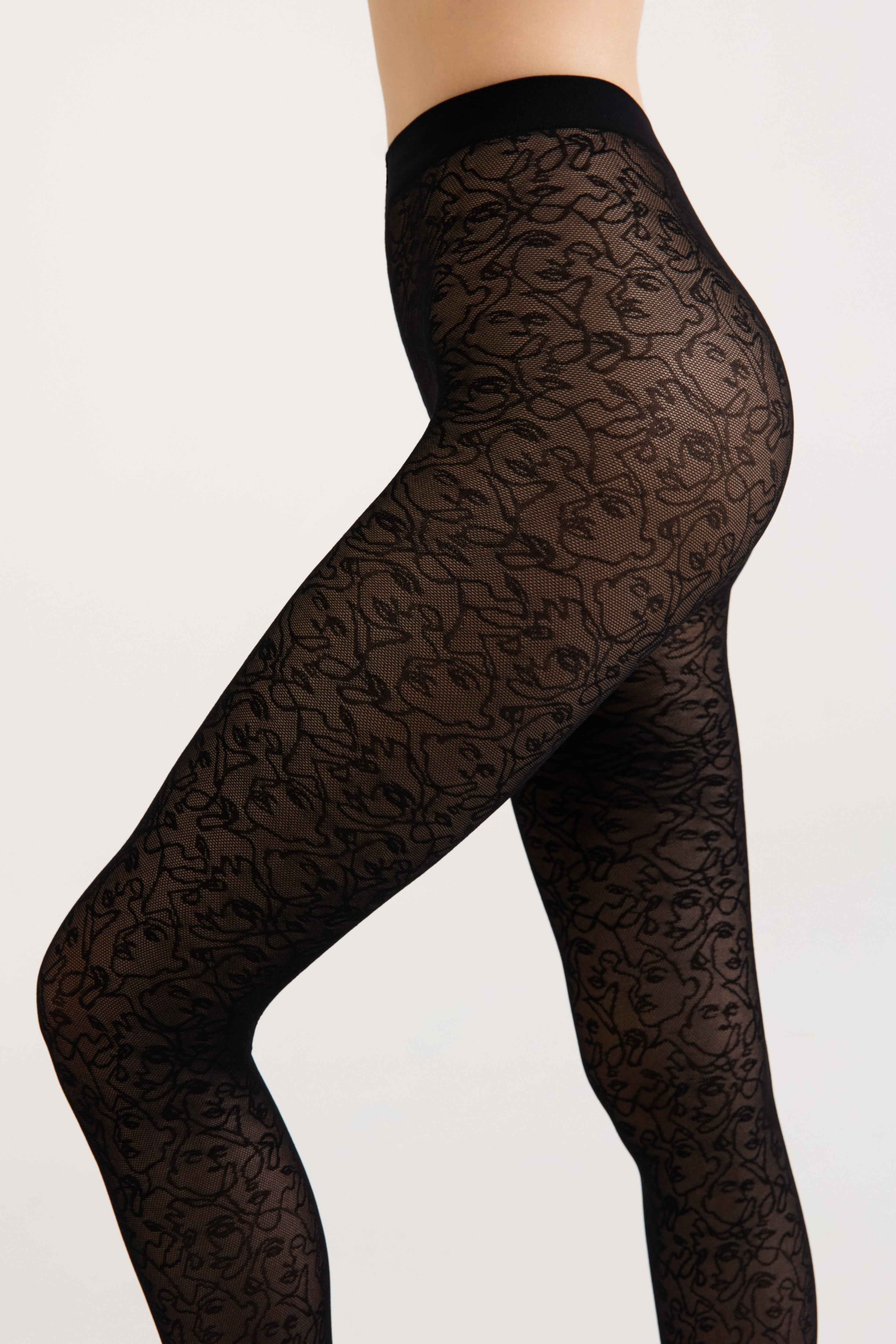 Fantasy Tights Conte Visages - Fantasy Pattern "Face"