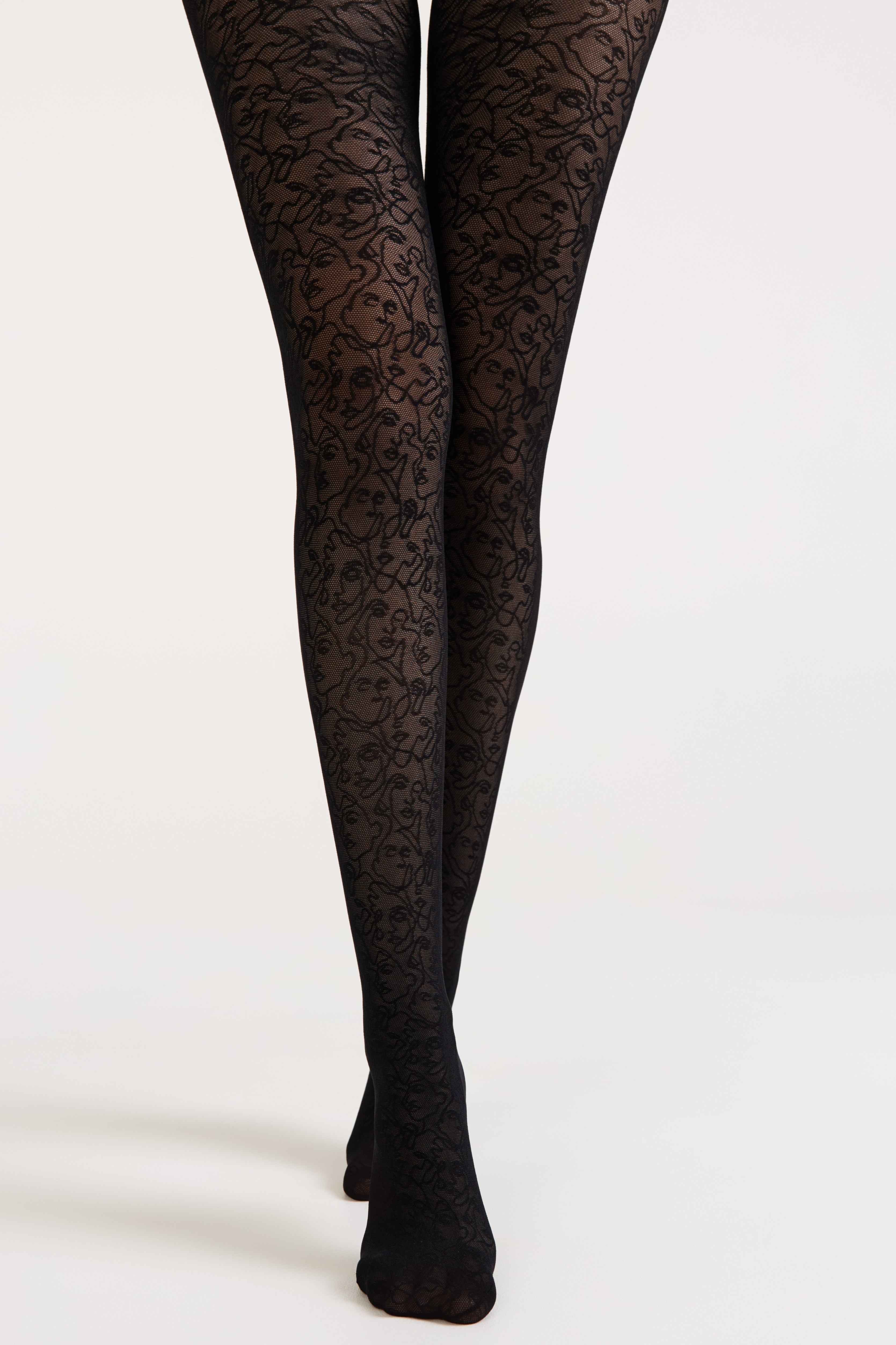 Fantasy Tights Conte Visages - Fantasy Pattern "Face"