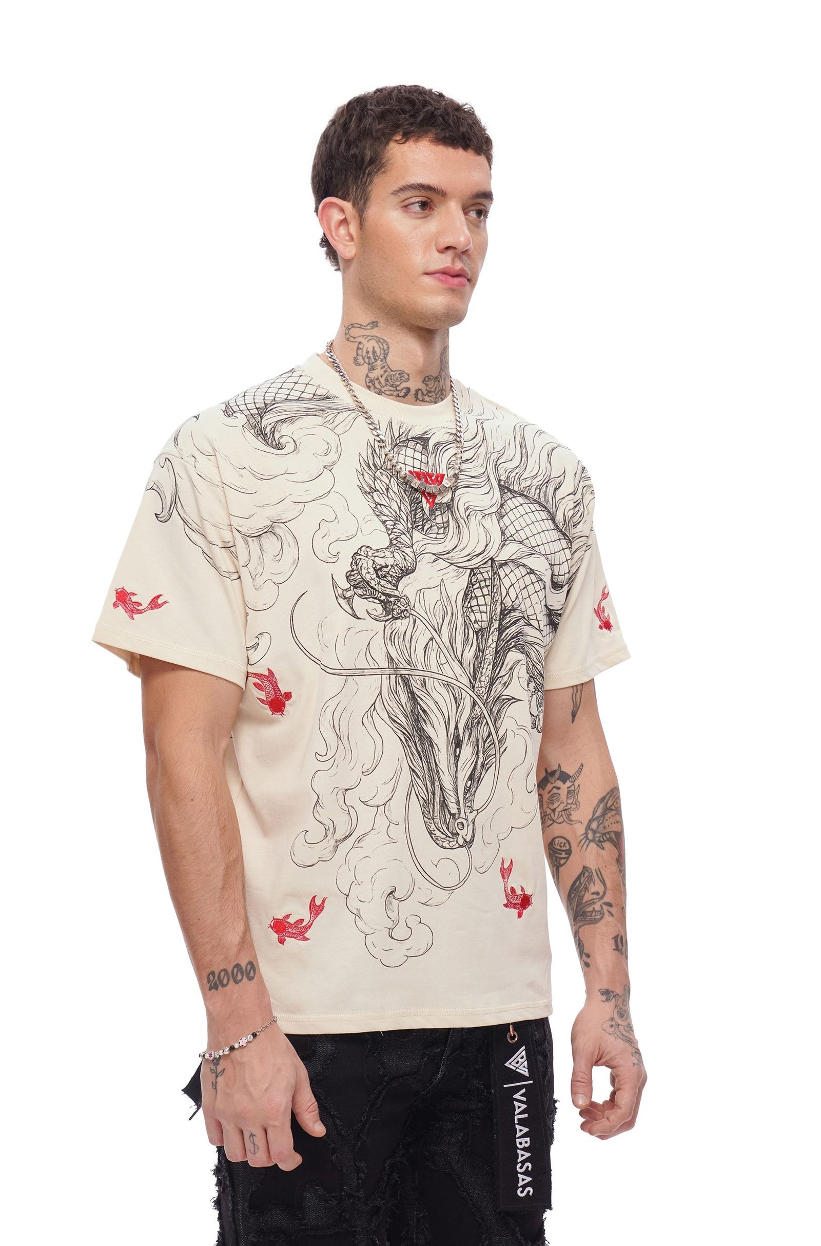 Valabasas Mythic Flow Tee - Beige by Denim Exchange