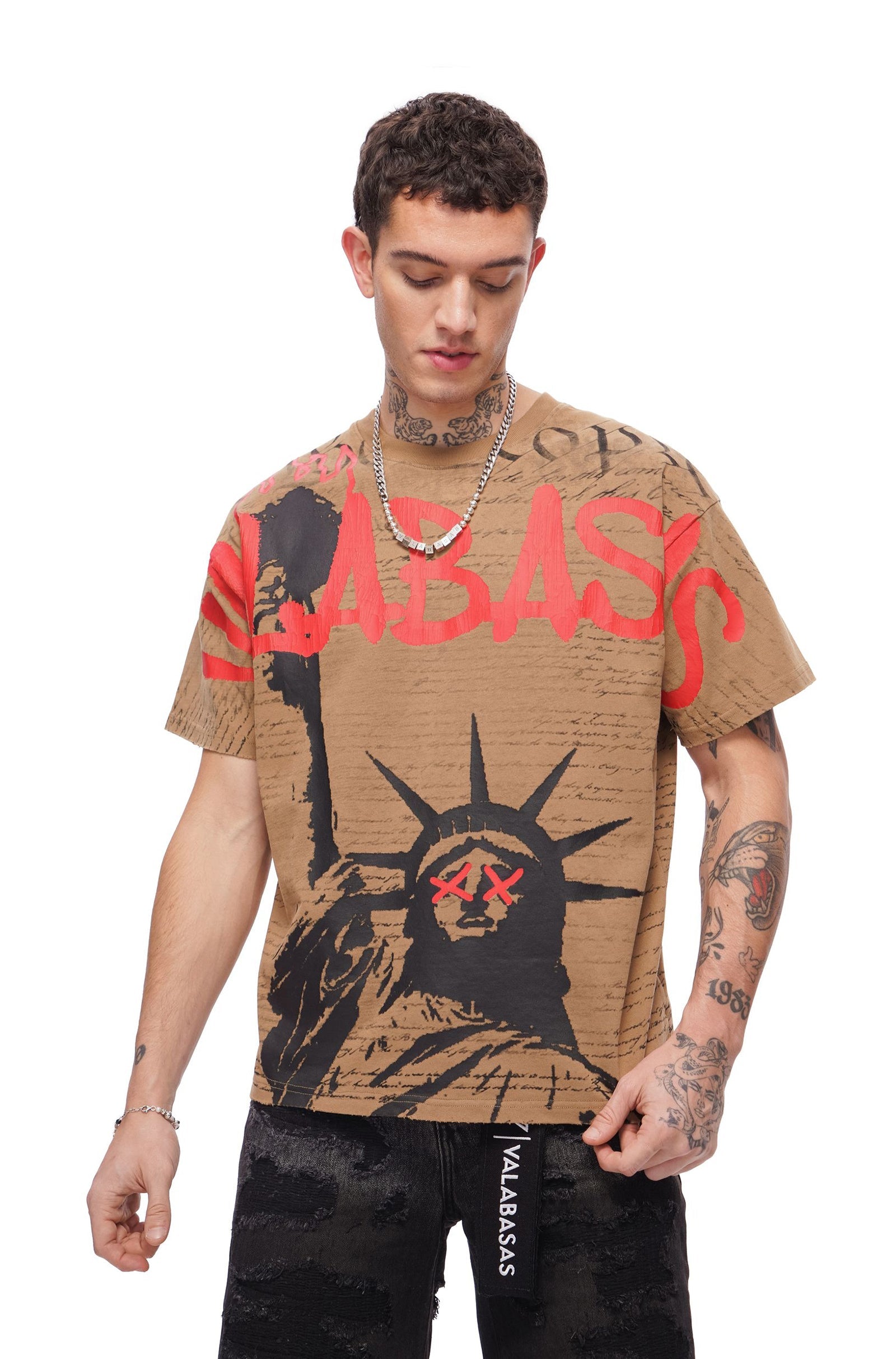 Valabasas Freedom Tee - Khaki by Denim Exchange